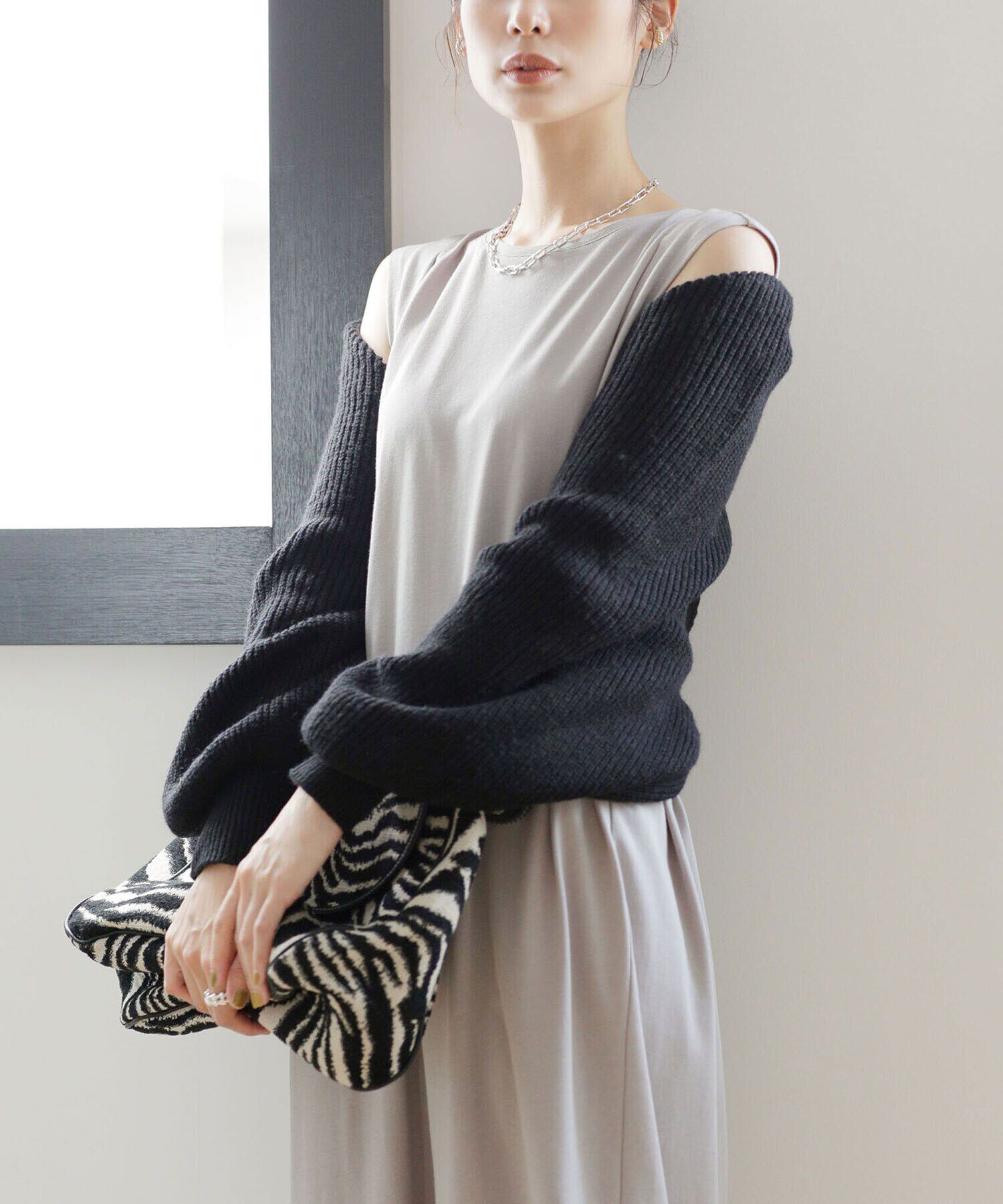 nano･universe「レースアップボレロ 長袖」|カーディガン|