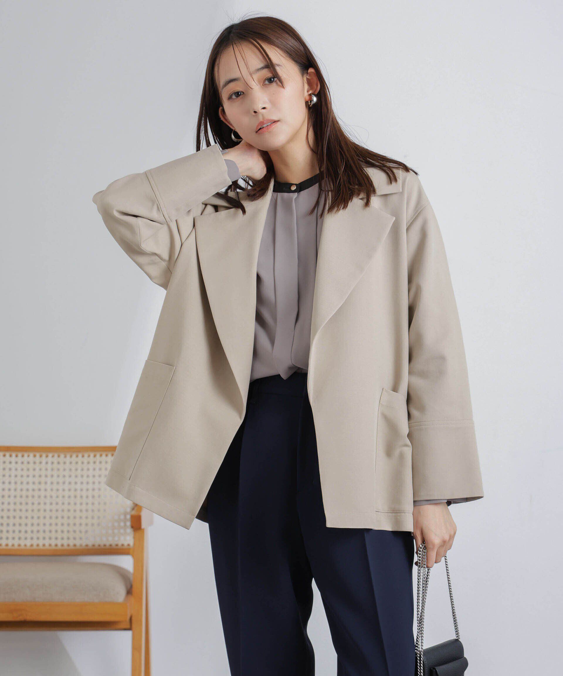 nano･universe「ミドル丈ビッグラペルコート」|トレンチコート|