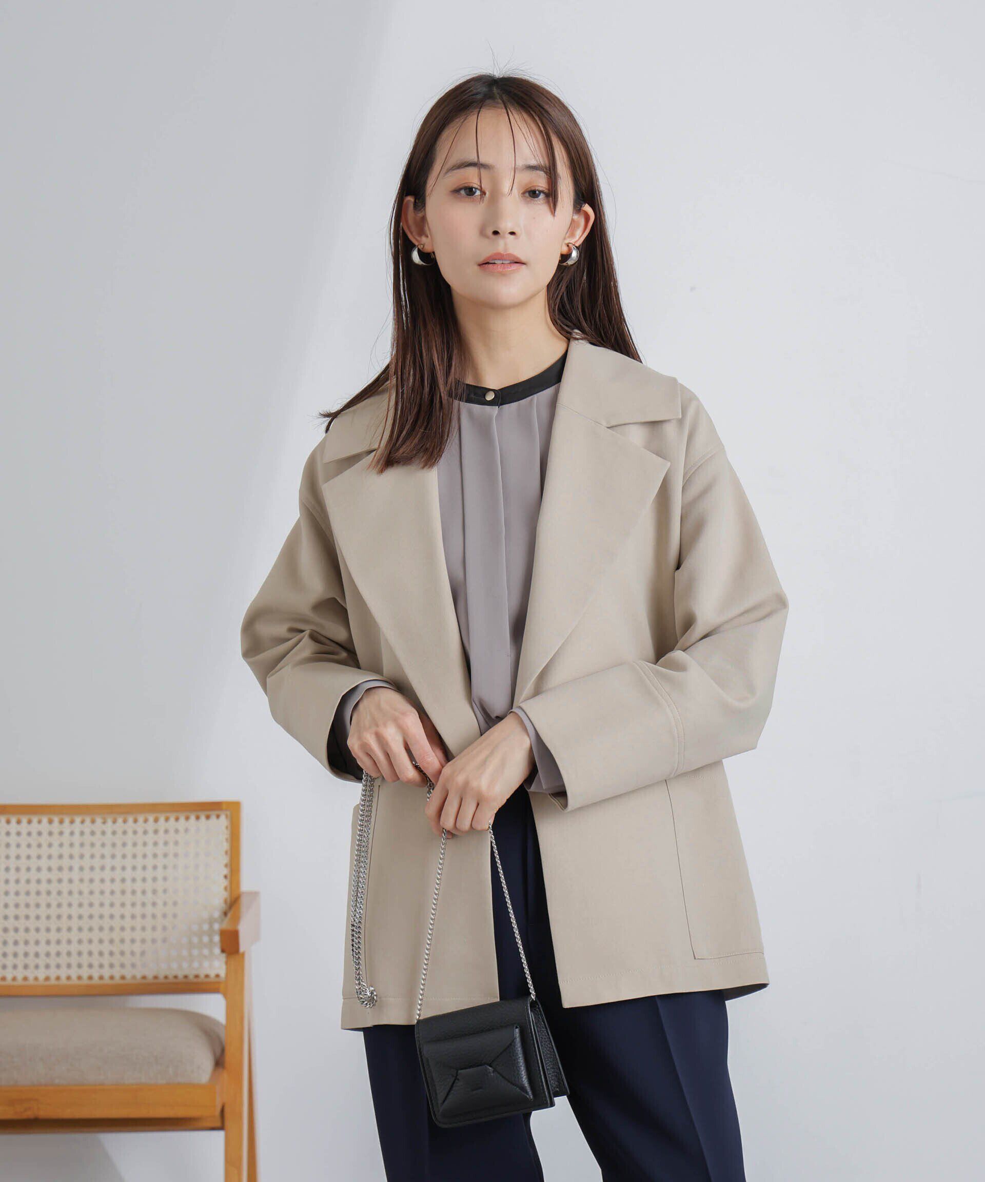 nano･universe「ミドル丈ビッグラペルコート」|トレンチコート|