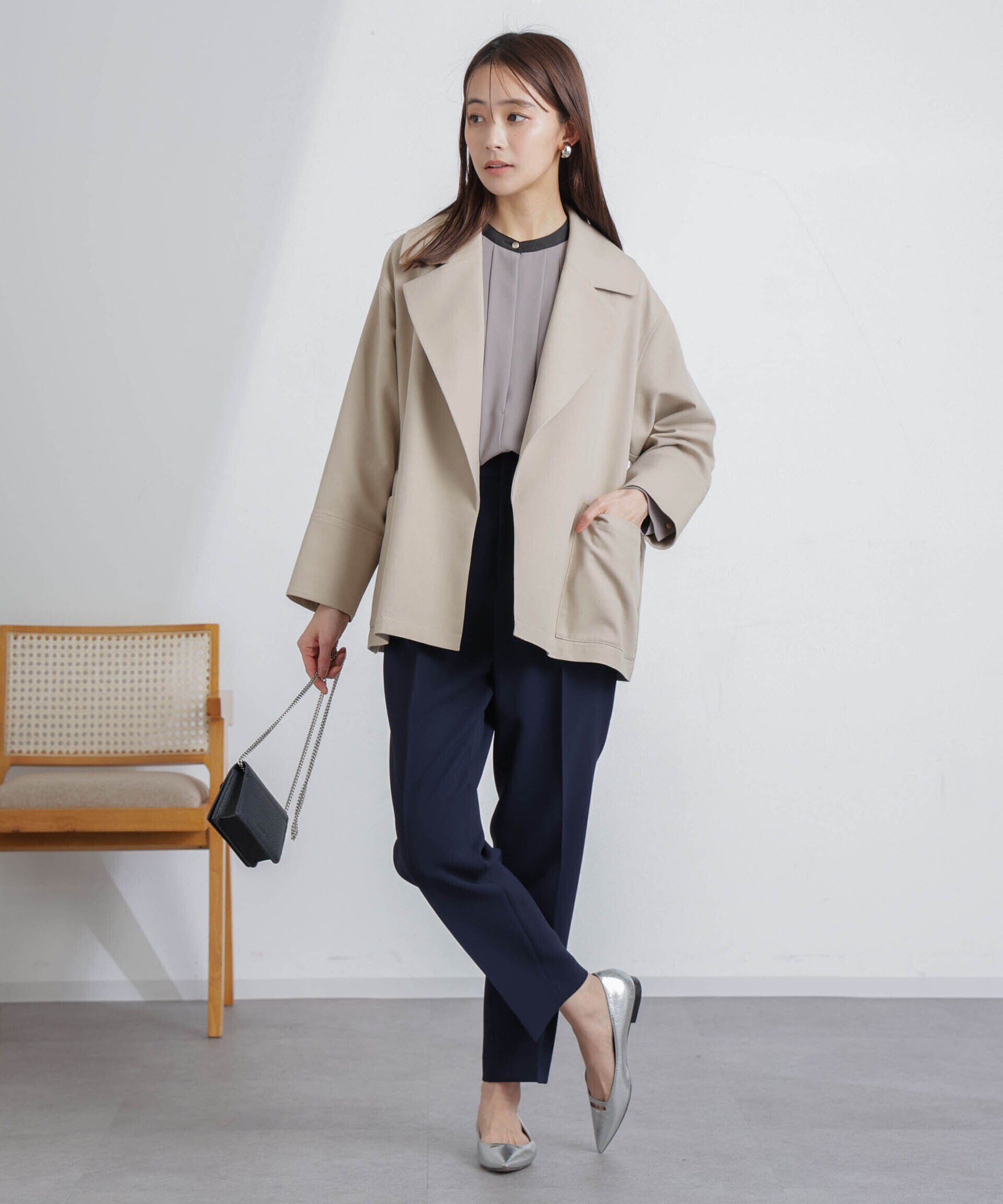 nano･universe「ミドル丈ビッグラペルコート」|トレンチコート|