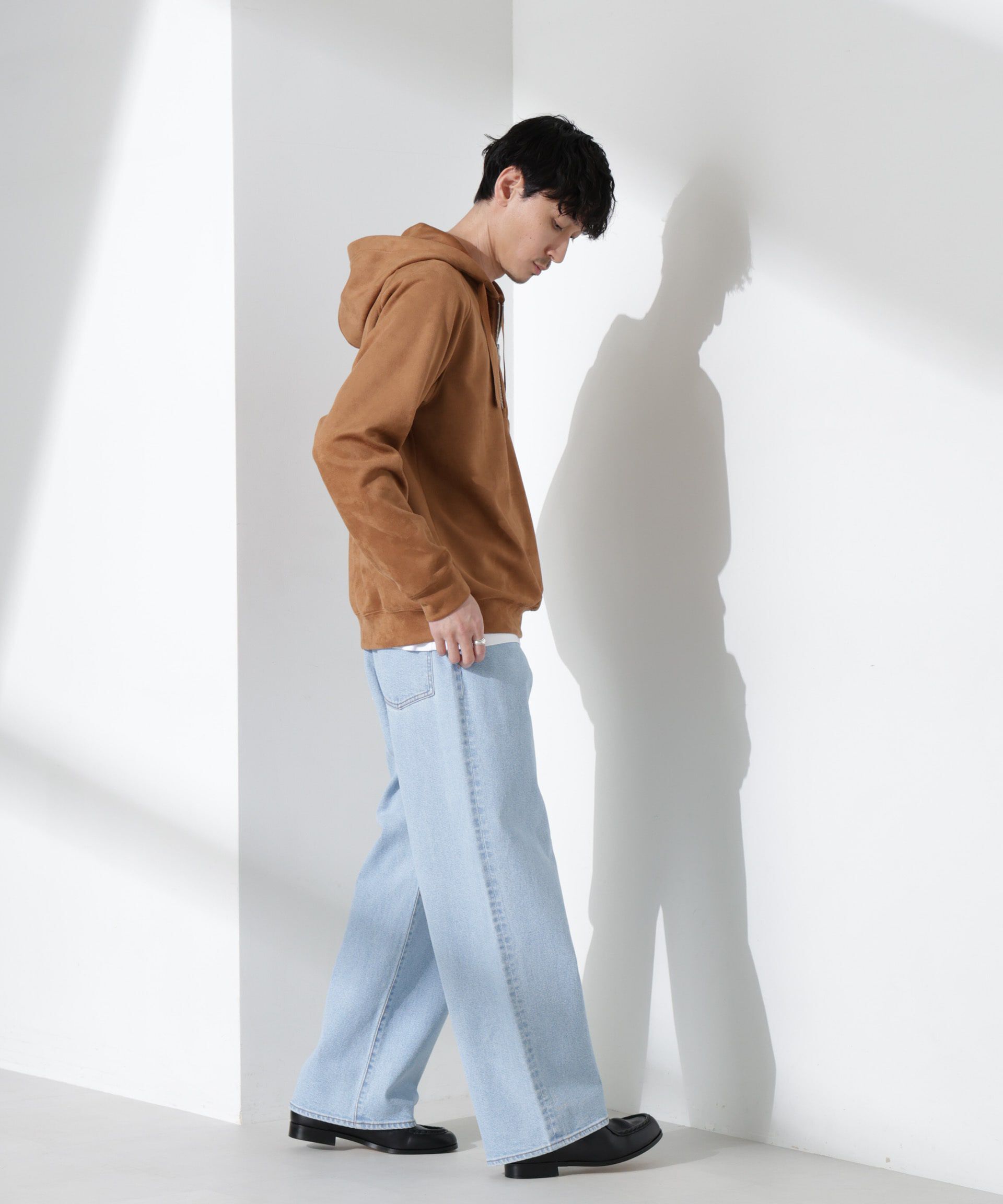 nano･universe「フェイクスエードハーフジップパーカーブルゾン」|ブルゾン・スタジャン|