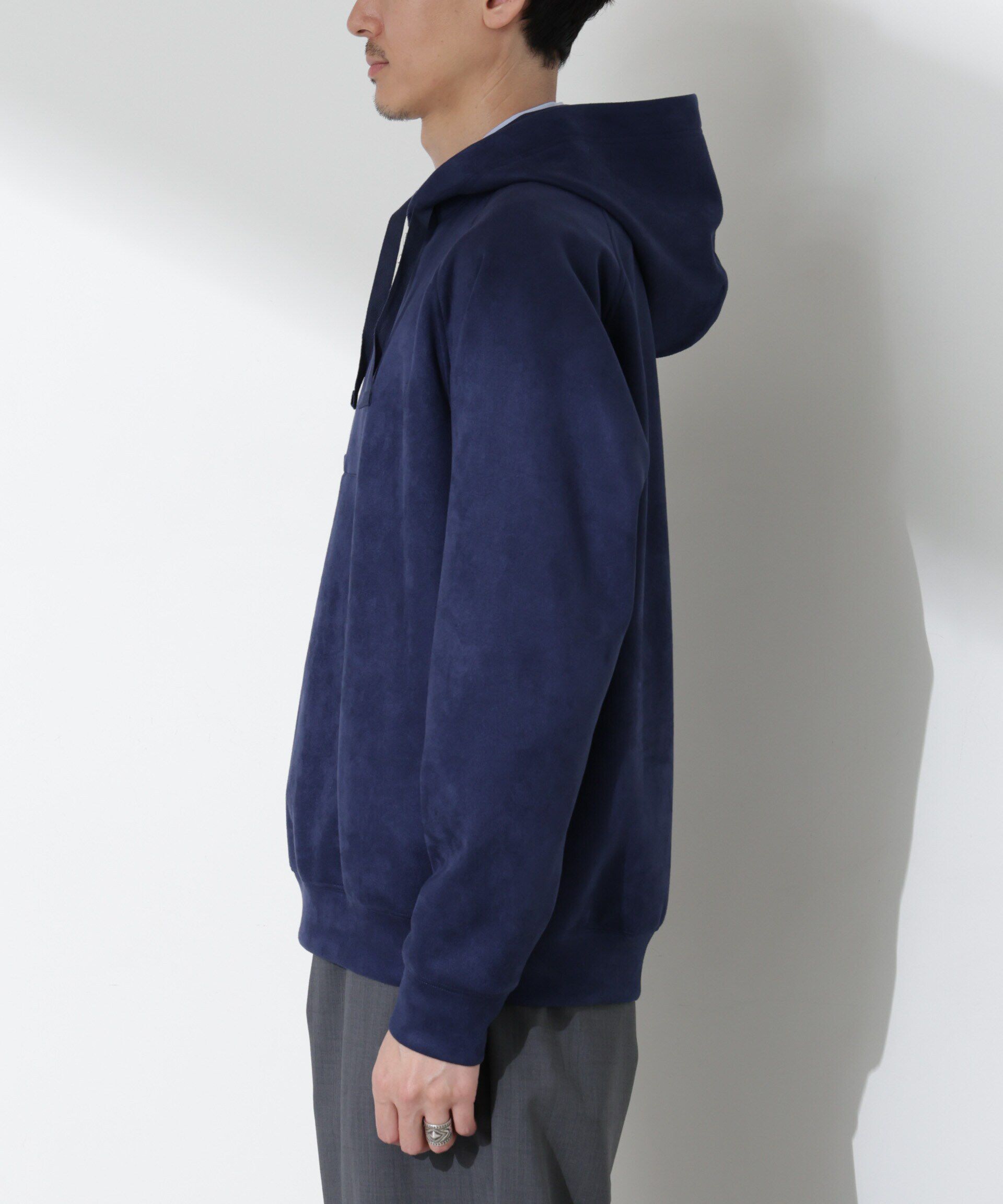 nano･universe「フェイクスエードハーフジップパーカーブルゾン」|ブルゾン・スタジャン|