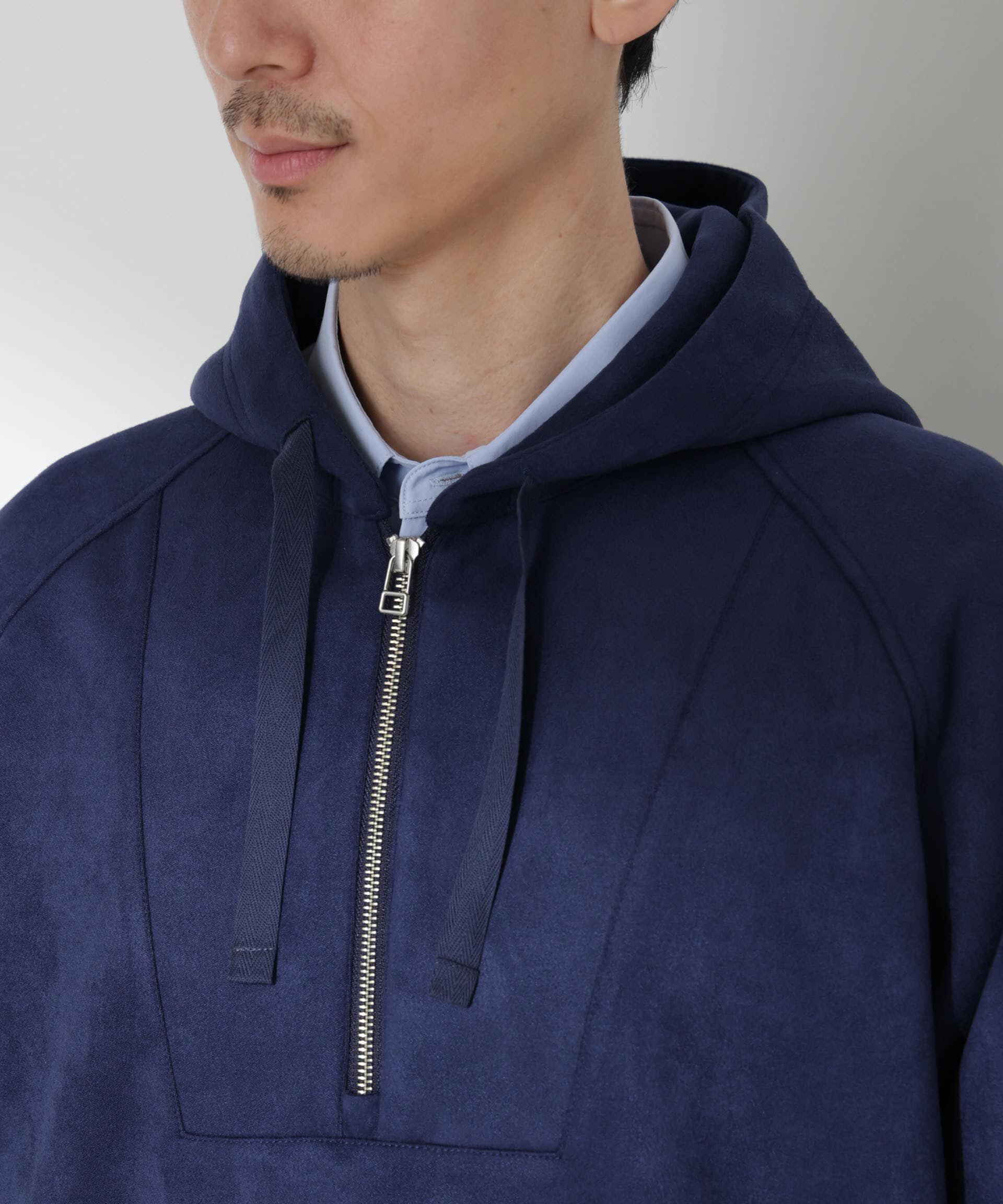 nano･universe「フェイクスエードハーフジップパーカーブルゾン」|ブルゾン・スタジャン|