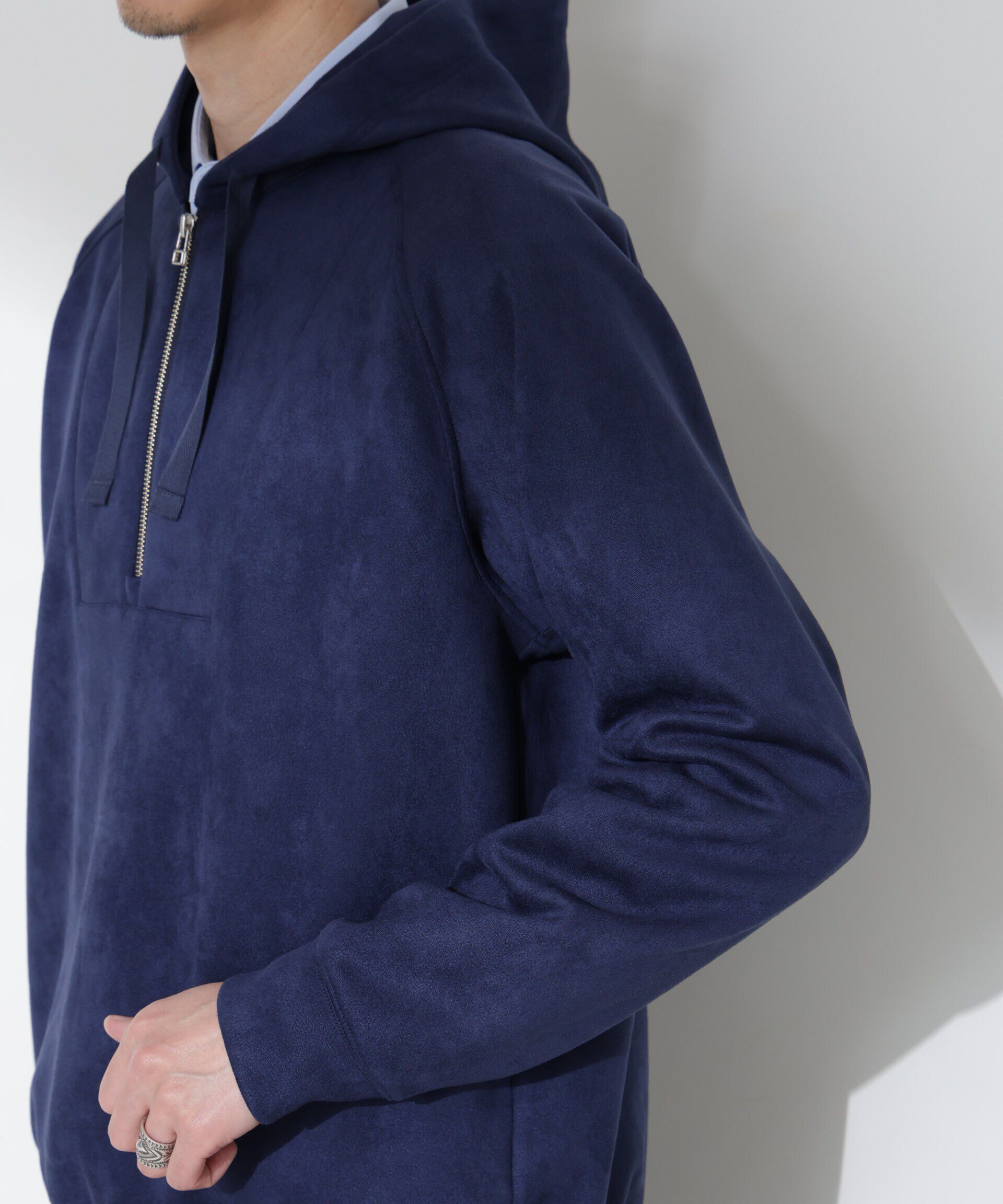 nano･universe「フェイクスエードハーフジップパーカーブルゾン」|ブルゾン・スタジャン|