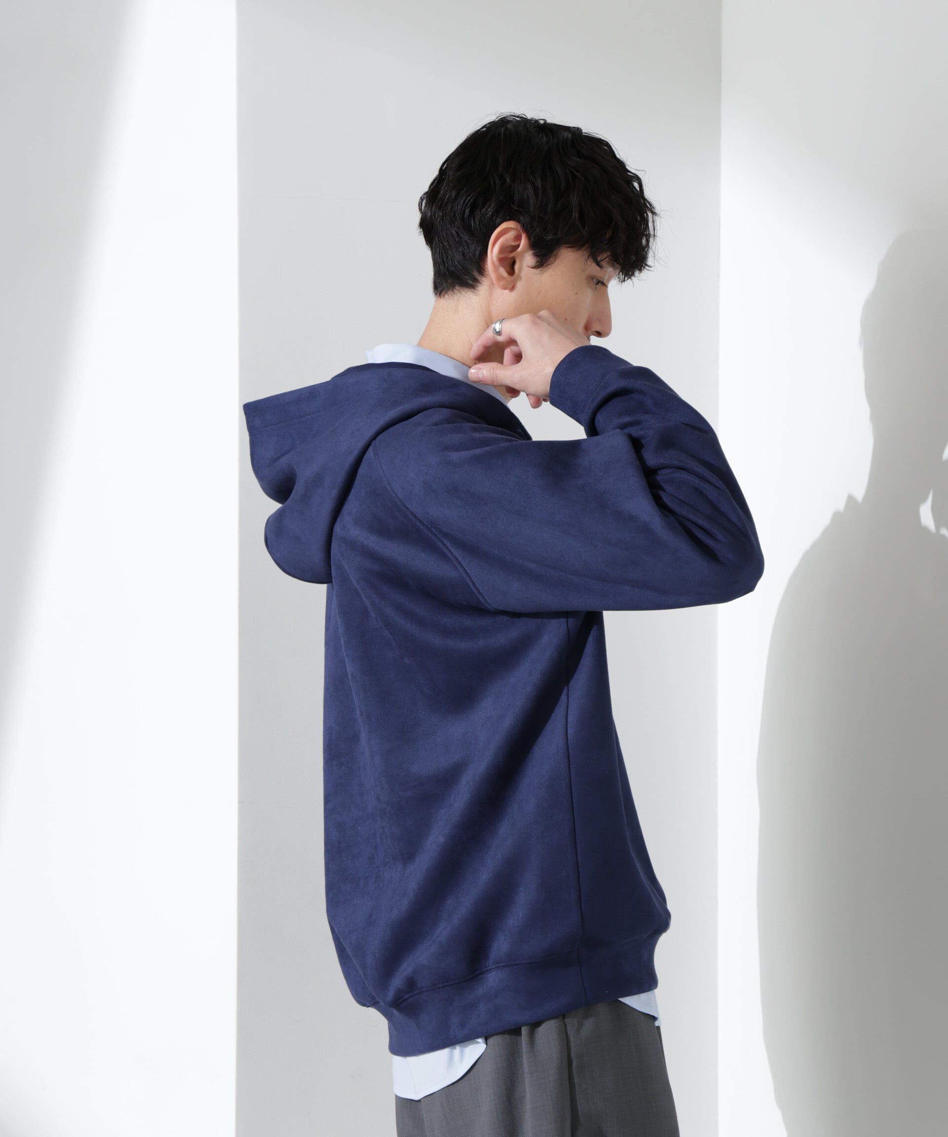 nano･universe「フェイクスエードハーフジップパーカーブルゾン」|ブルゾン・スタジャン|