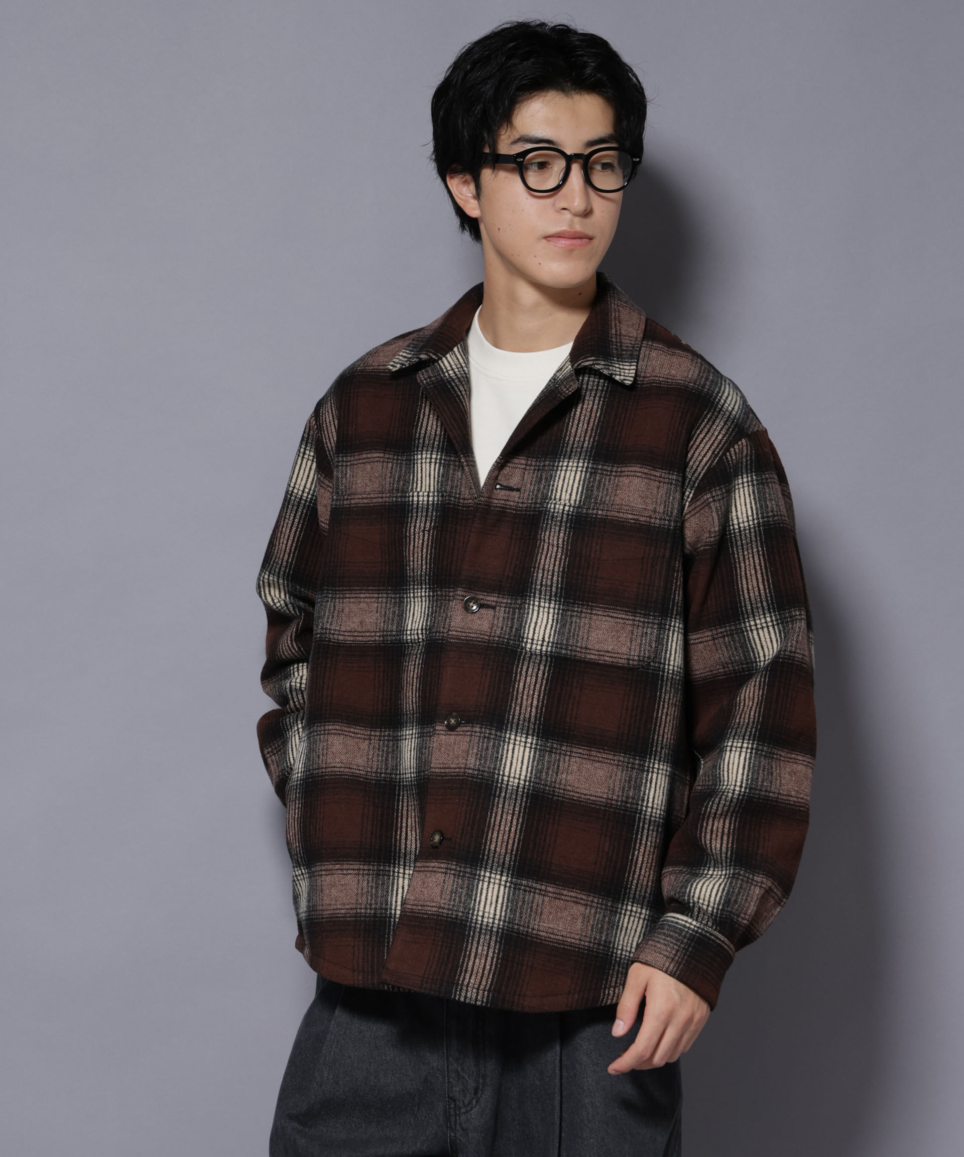 nano･universe「テックメルトンチェックシャツブルゾン」|ブルゾン・スタジャン|