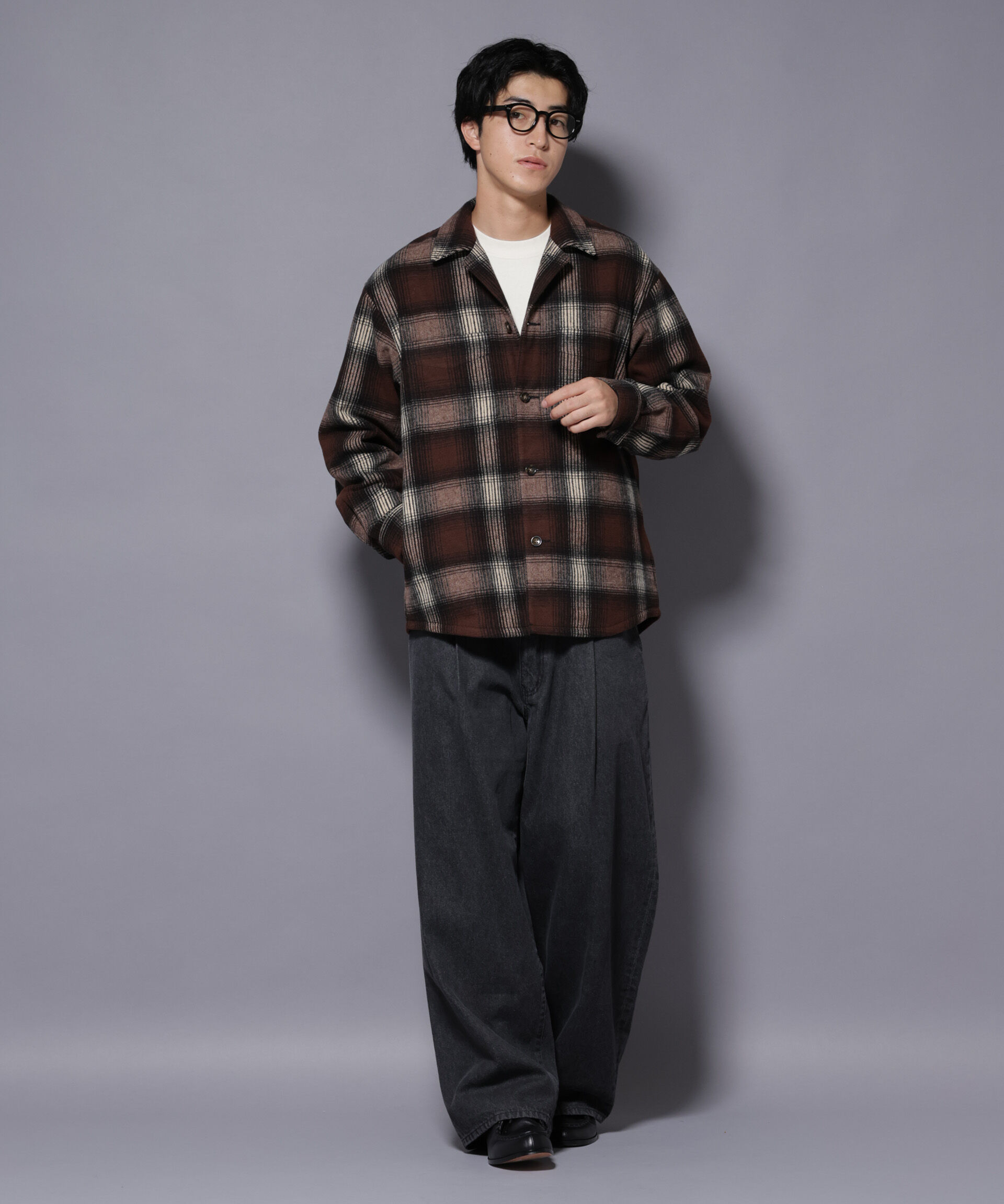 nano･universe「テックメルトンチェックシャツブルゾン」|ブルゾン・スタジャン|