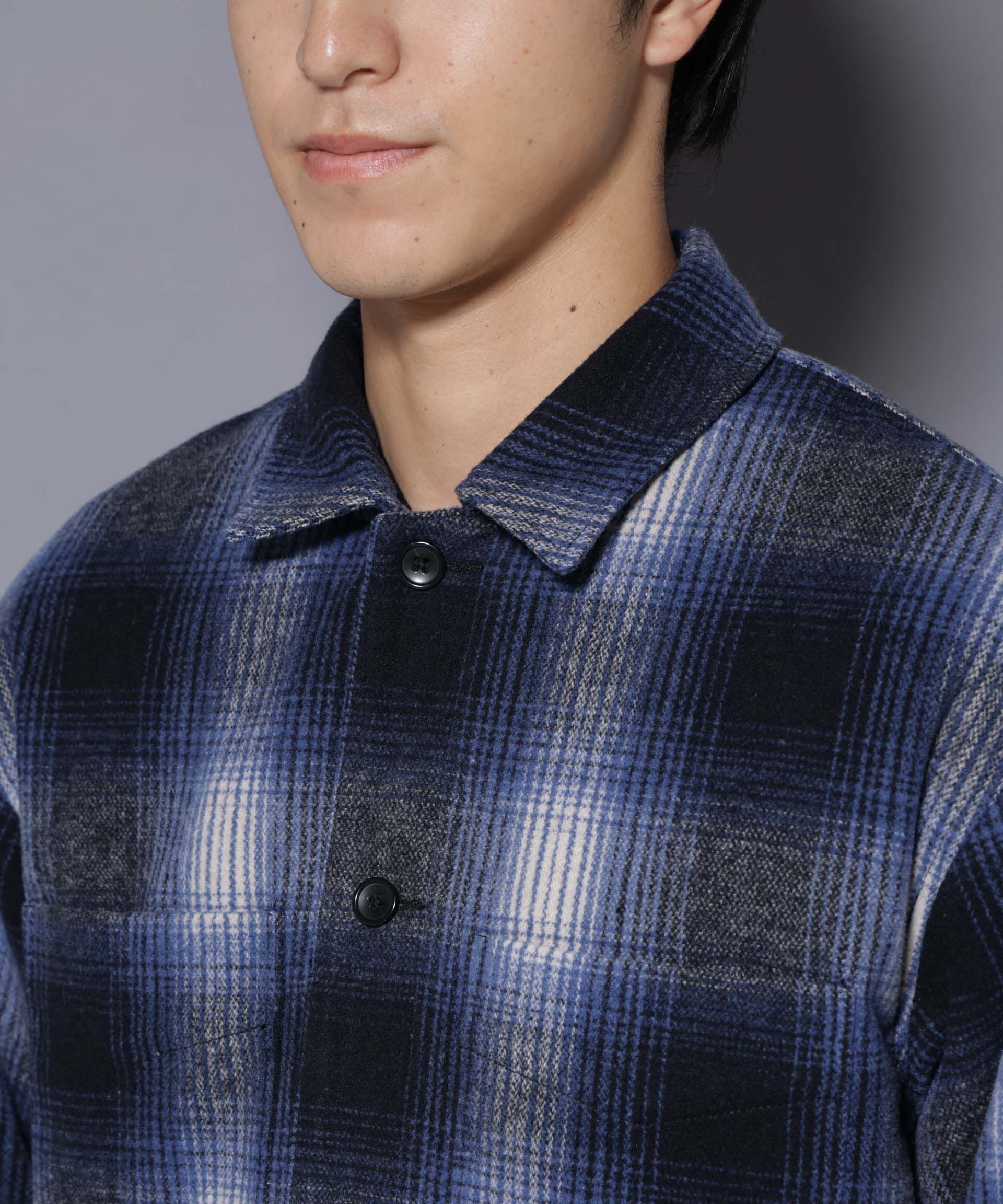 nano･universe「テックメルトンチェックシャツブルゾン」|ブルゾン・スタジャン|