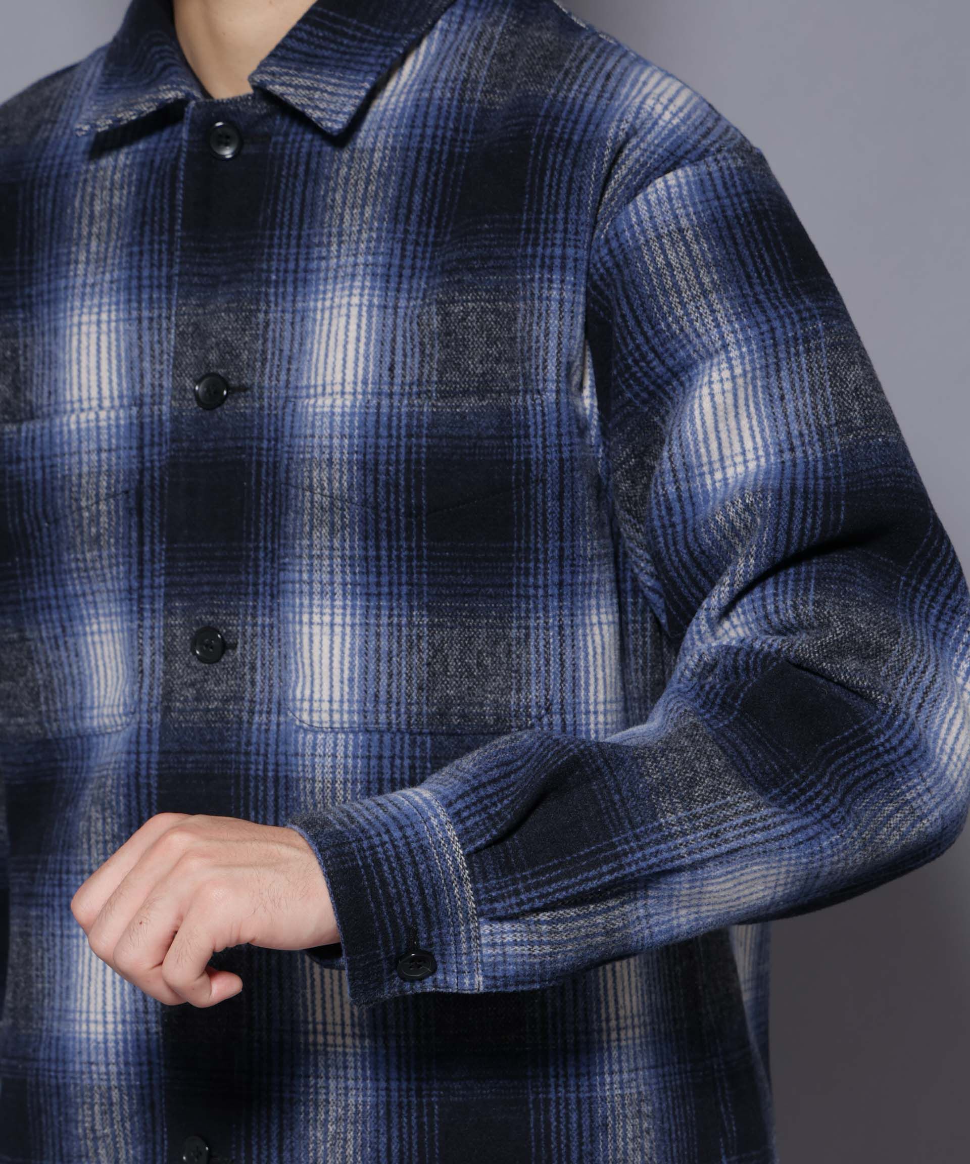 nano･universe「テックメルトンチェックシャツブルゾン」|ブルゾン・スタジャン|