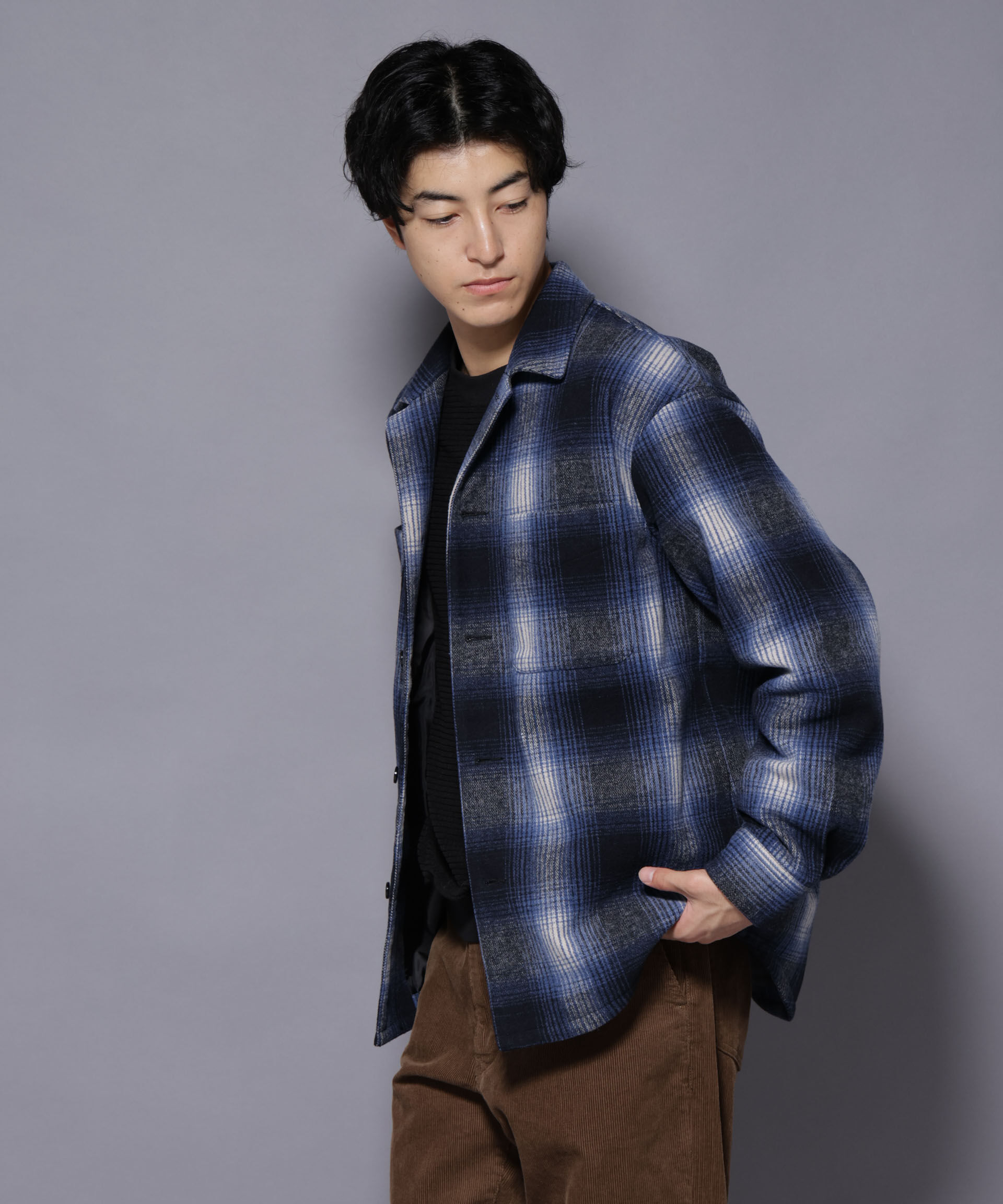 nano･universe「テックメルトンチェックシャツブルゾン」|ブルゾン・スタジャン|