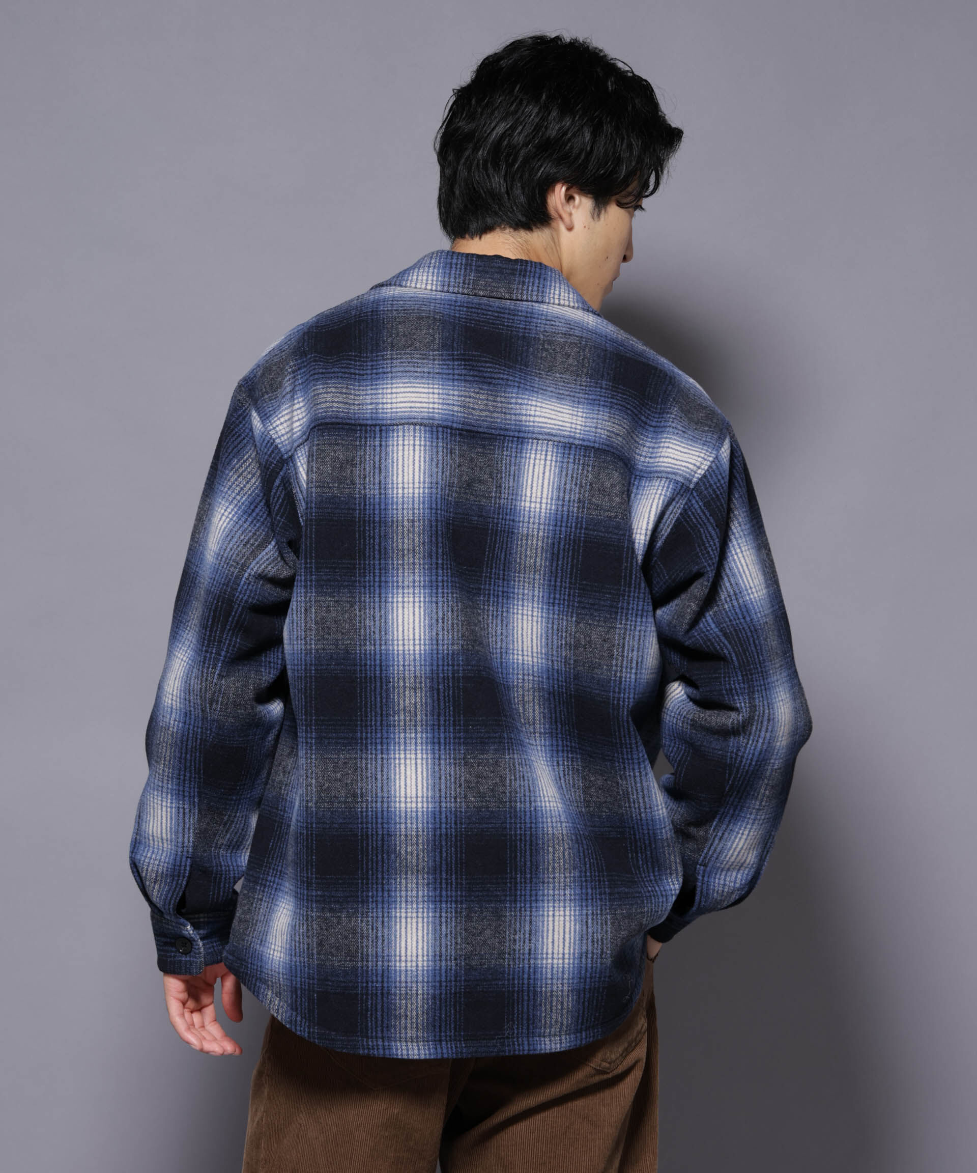 nano･universe「テックメルトンチェックシャツブルゾン」|ブルゾン・スタジャン|