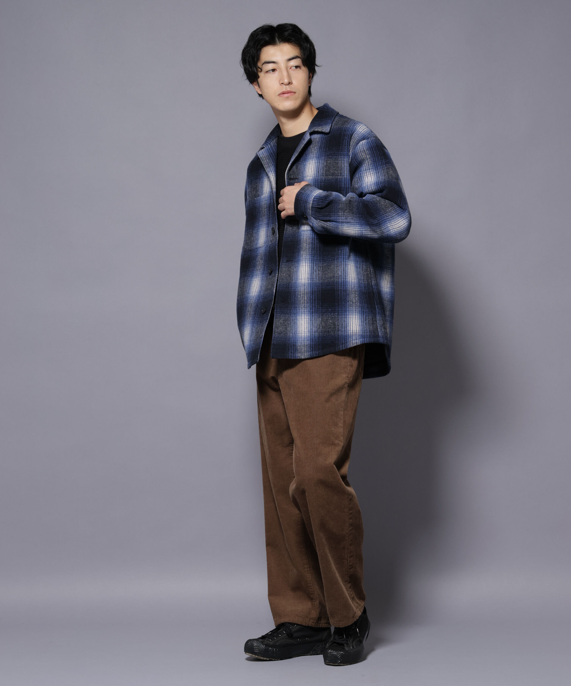 nano･universe「テックメルトンチェックシャツブルゾン」|ブルゾン・スタジャン|