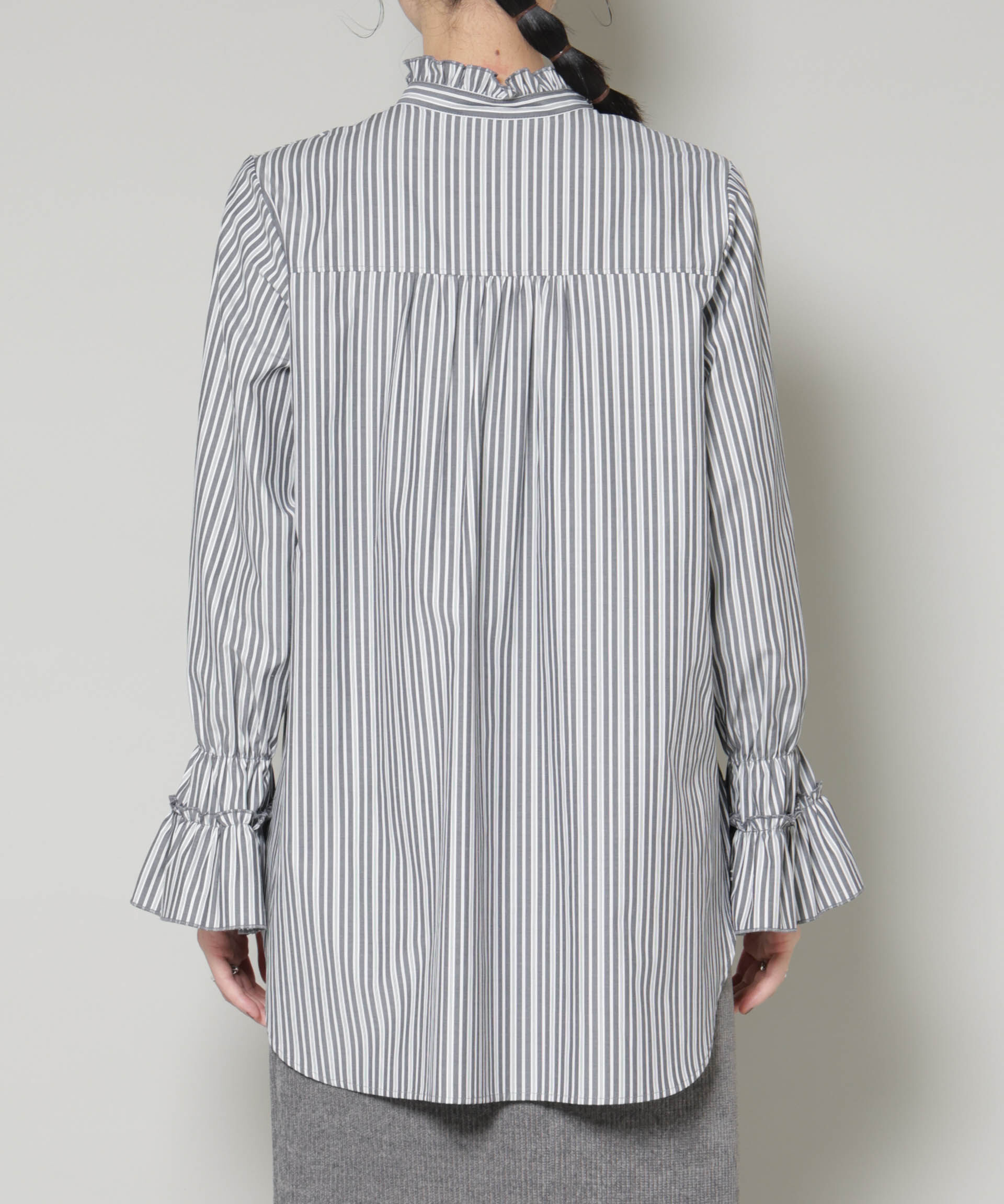 nano･universe「ストライプフリルシャツ」|シャツ・ブラウス|