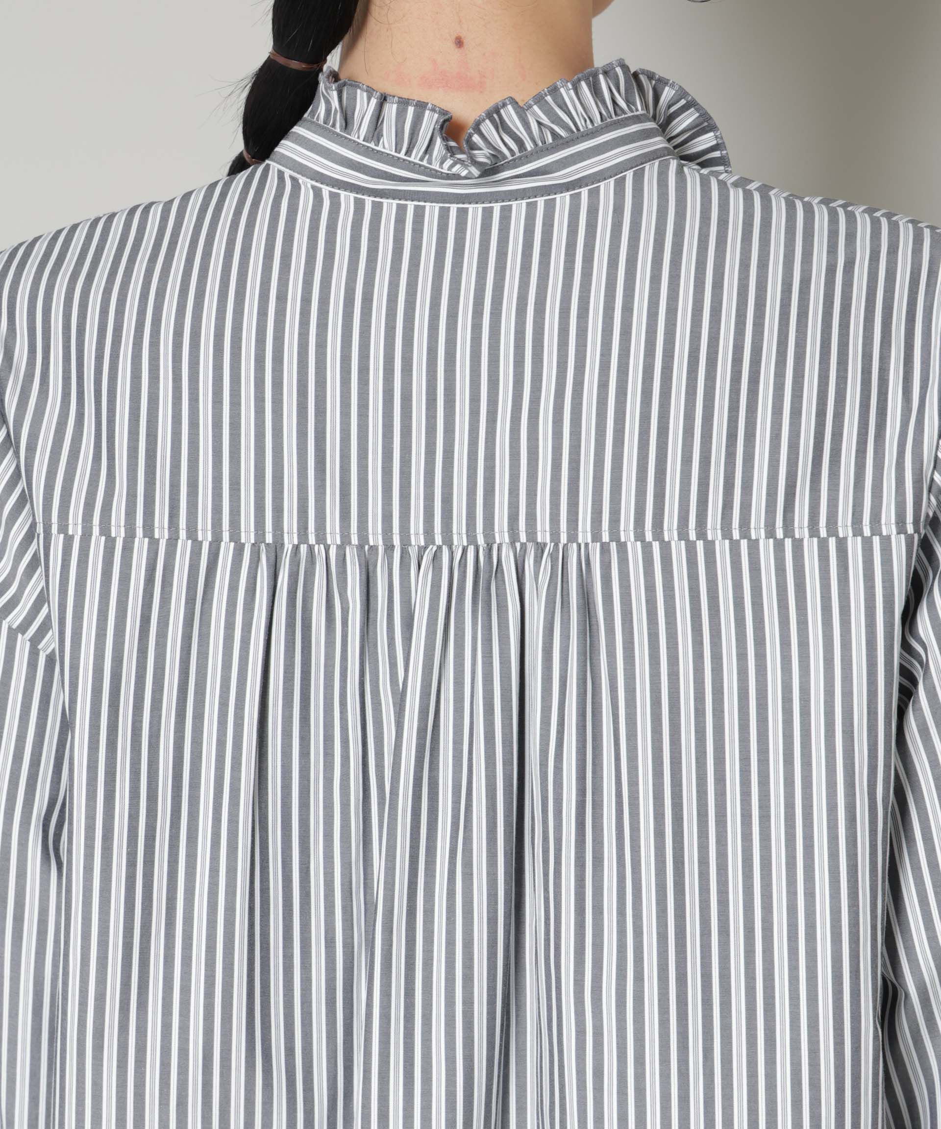 nano･universe「ストライプフリルシャツ」|シャツ・ブラウス|