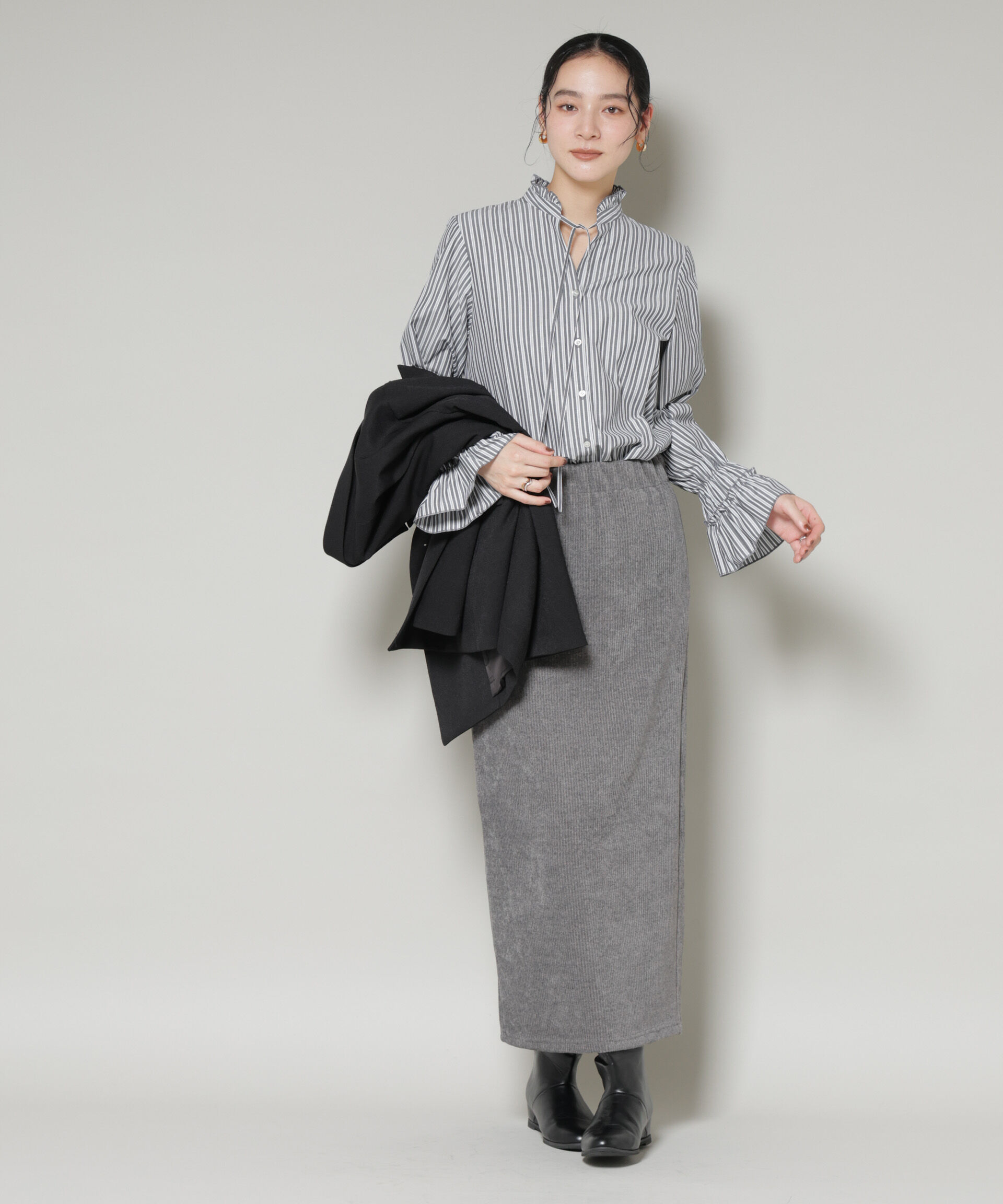 nano･universe「ストライプフリルシャツ」|シャツ・ブラウス|