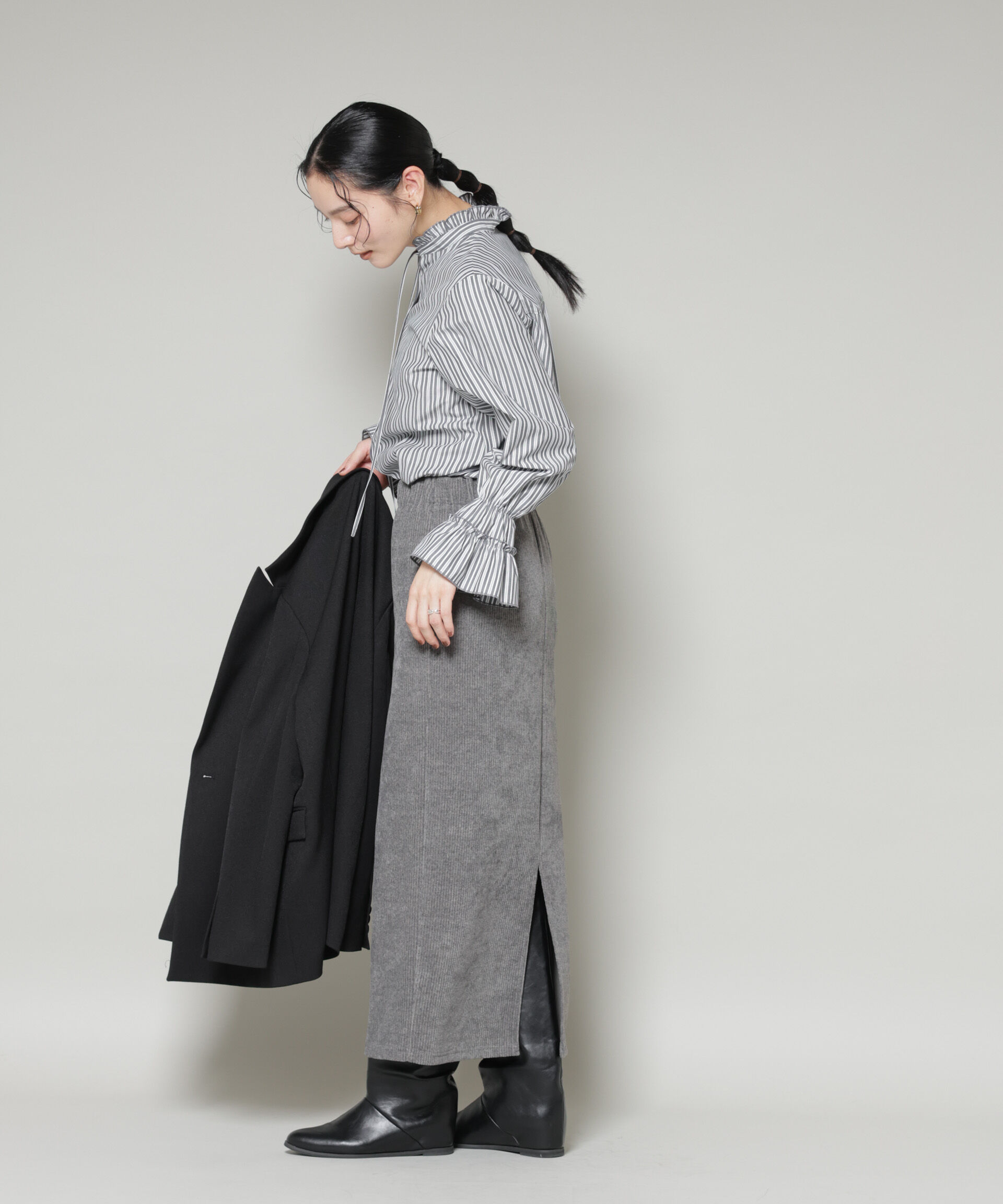 nano･universe「ストライプフリルシャツ」|シャツ・ブラウス|