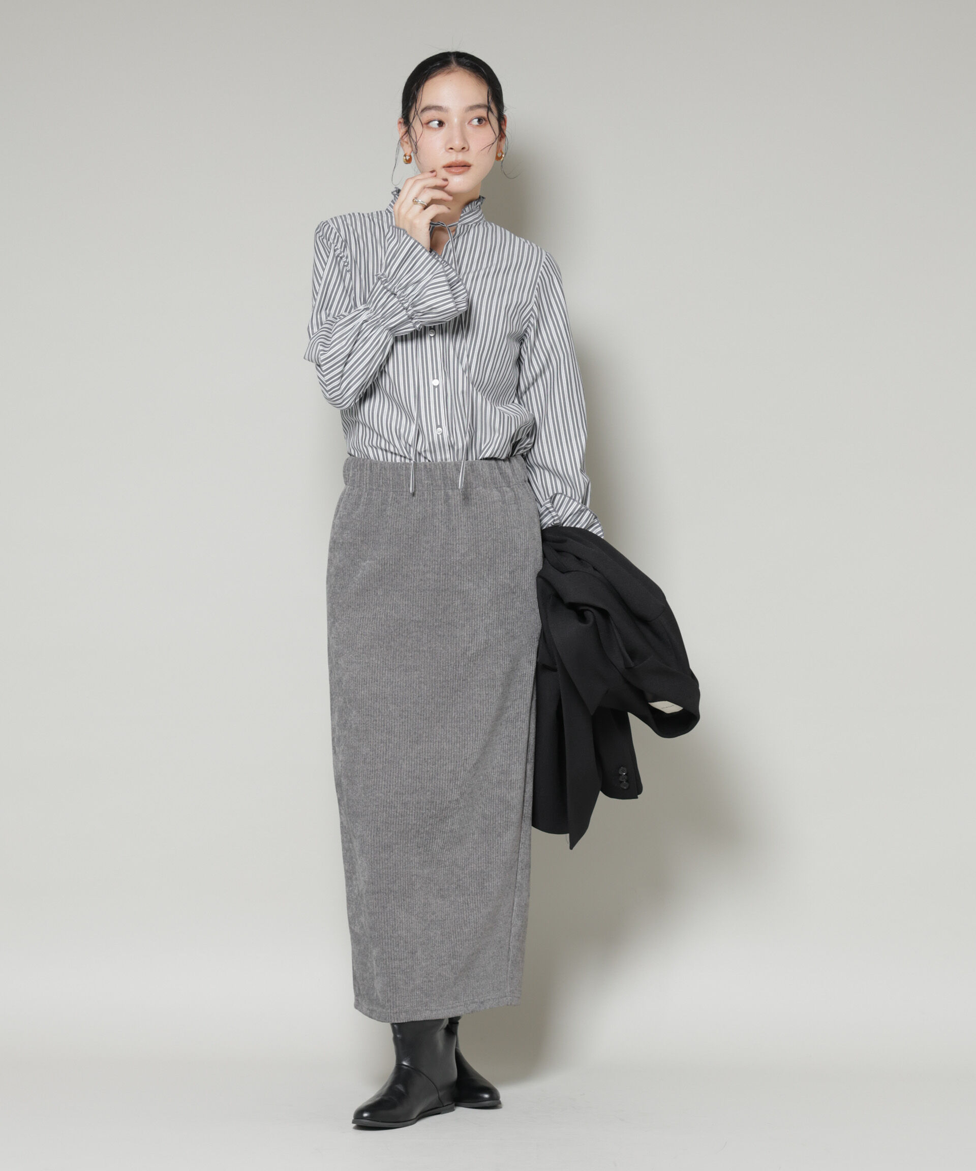 nano･universe「ストライプフリルシャツ」|シャツ・ブラウス|