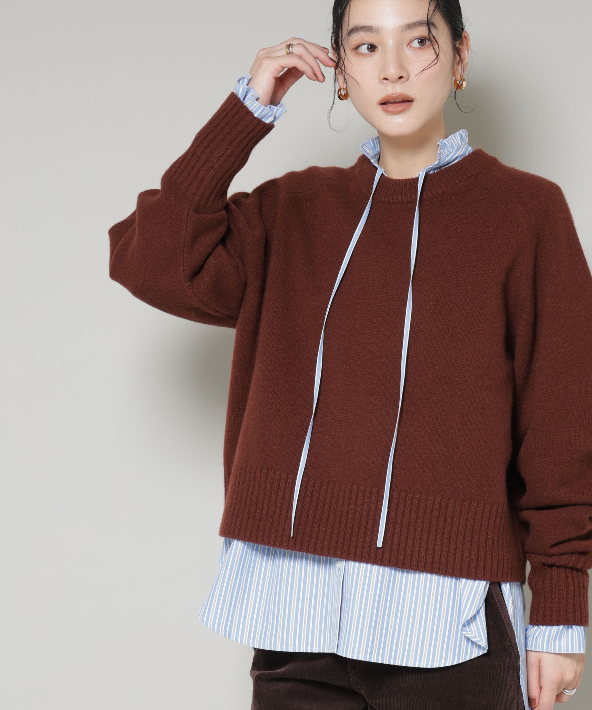 nano･universe「ストライプフリルシャツ」|シャツ・ブラウス|