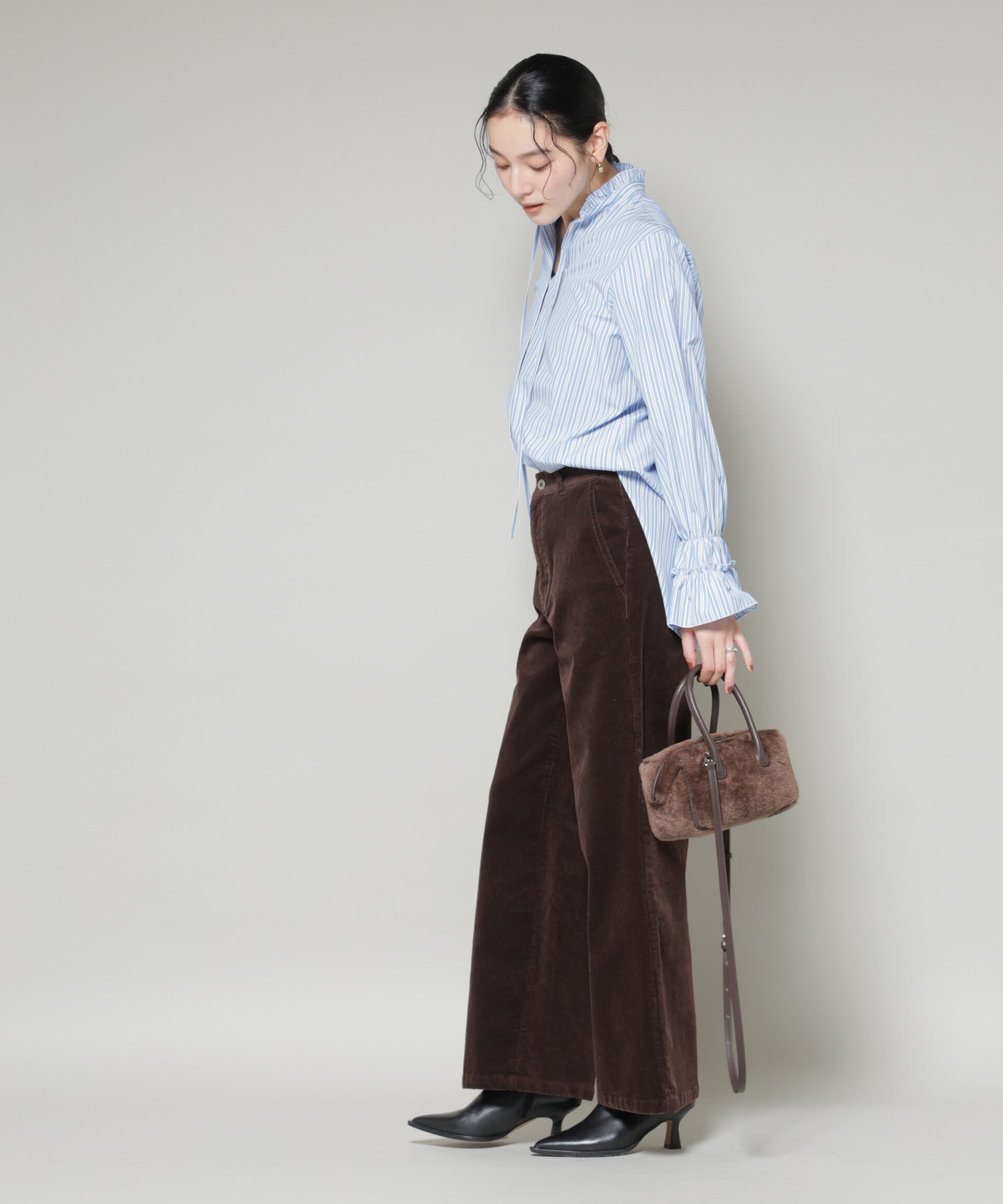 nano･universe「ストライプフリルシャツ」|シャツ・ブラウス|