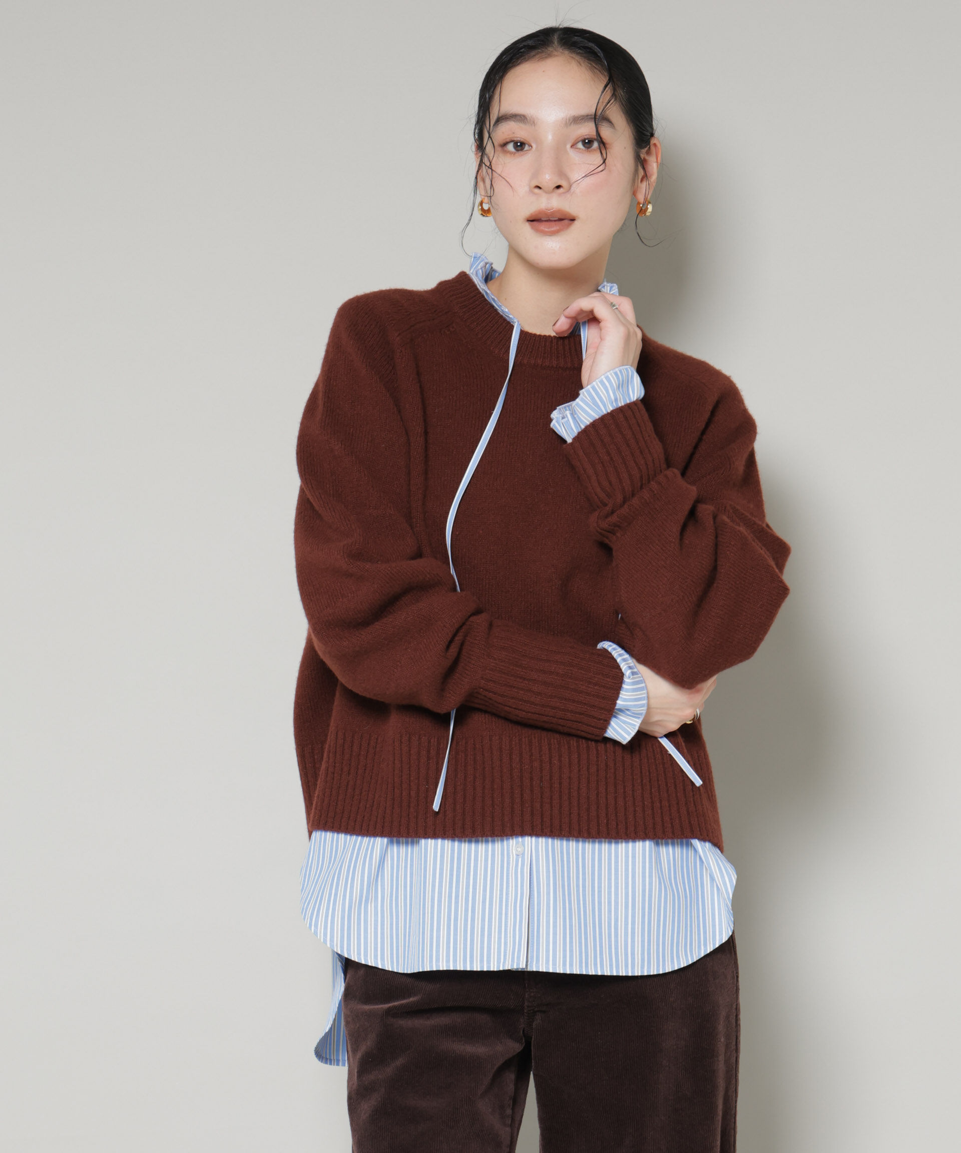 nano･universe「ストライプフリルシャツ」|シャツ・ブラウス|