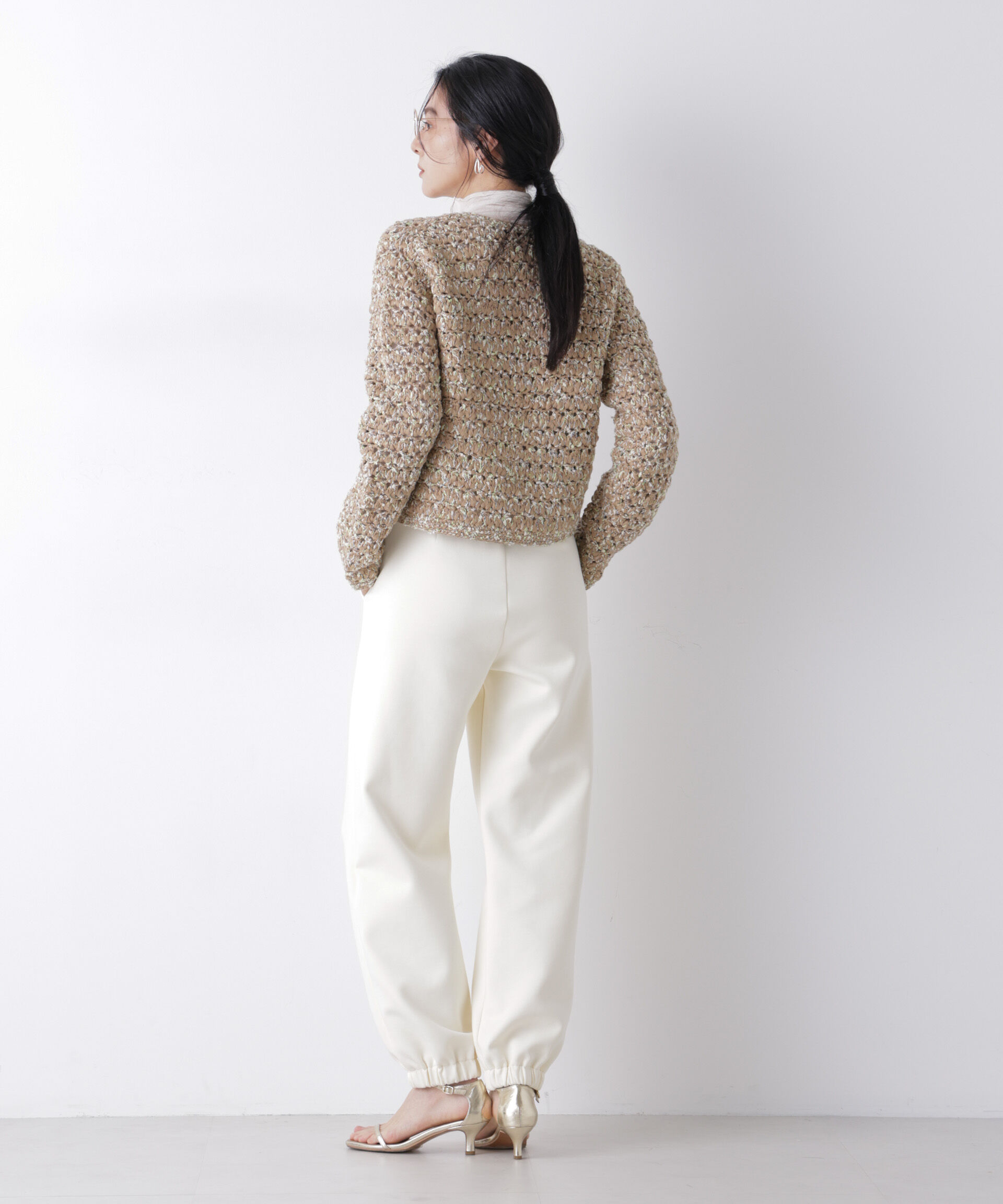 nano･universe「ミックスヤーンクロシェカーディガン」|ニット・セーター|