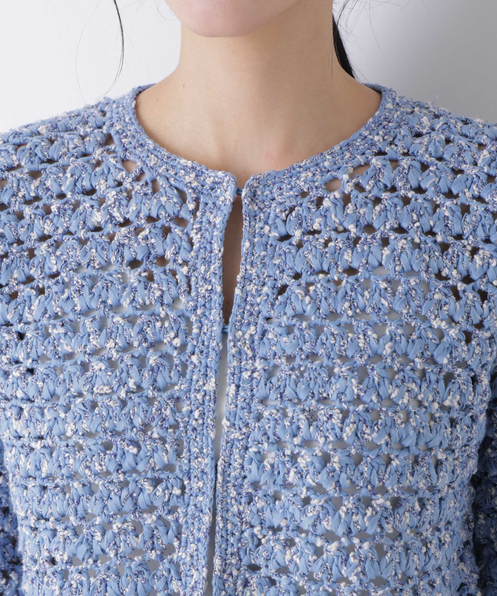 nano･universe「ミックスヤーンクロシェカーディガン」|ニット・セーター|