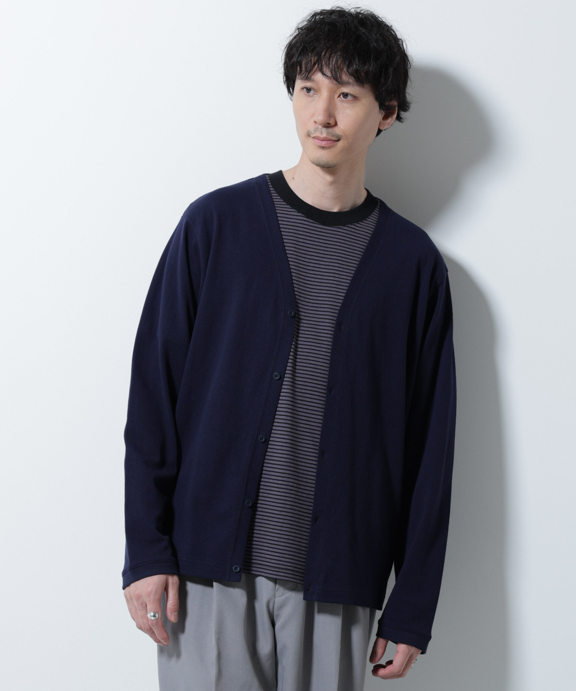 nano･universe「エアパッセージ ジャージーカーディガン」|Tシャツ・カットソー|ネイビー