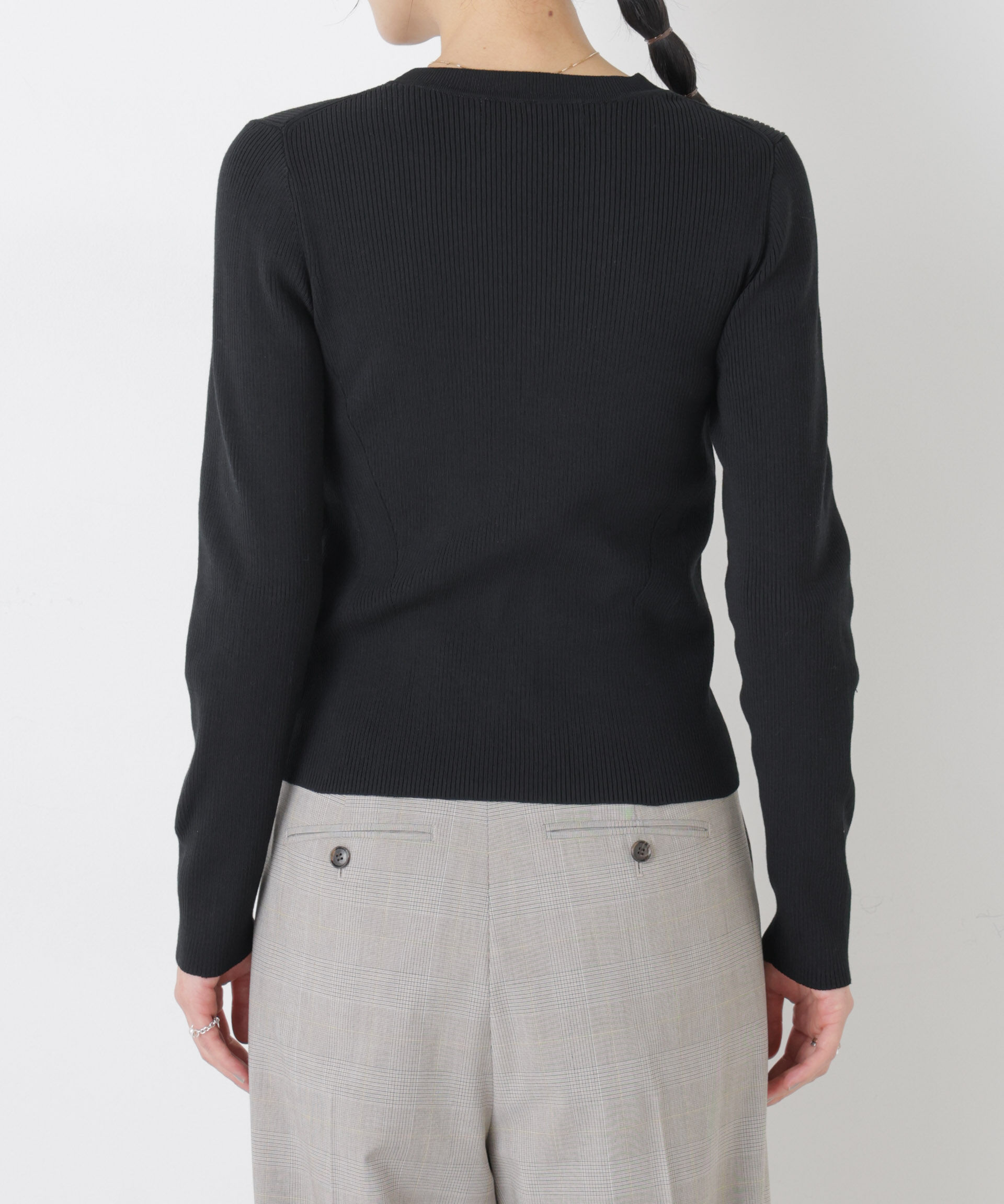 nano･universe「ウォッシャブルハイツイストVネックリブカーディガン」|ニット・セーター|