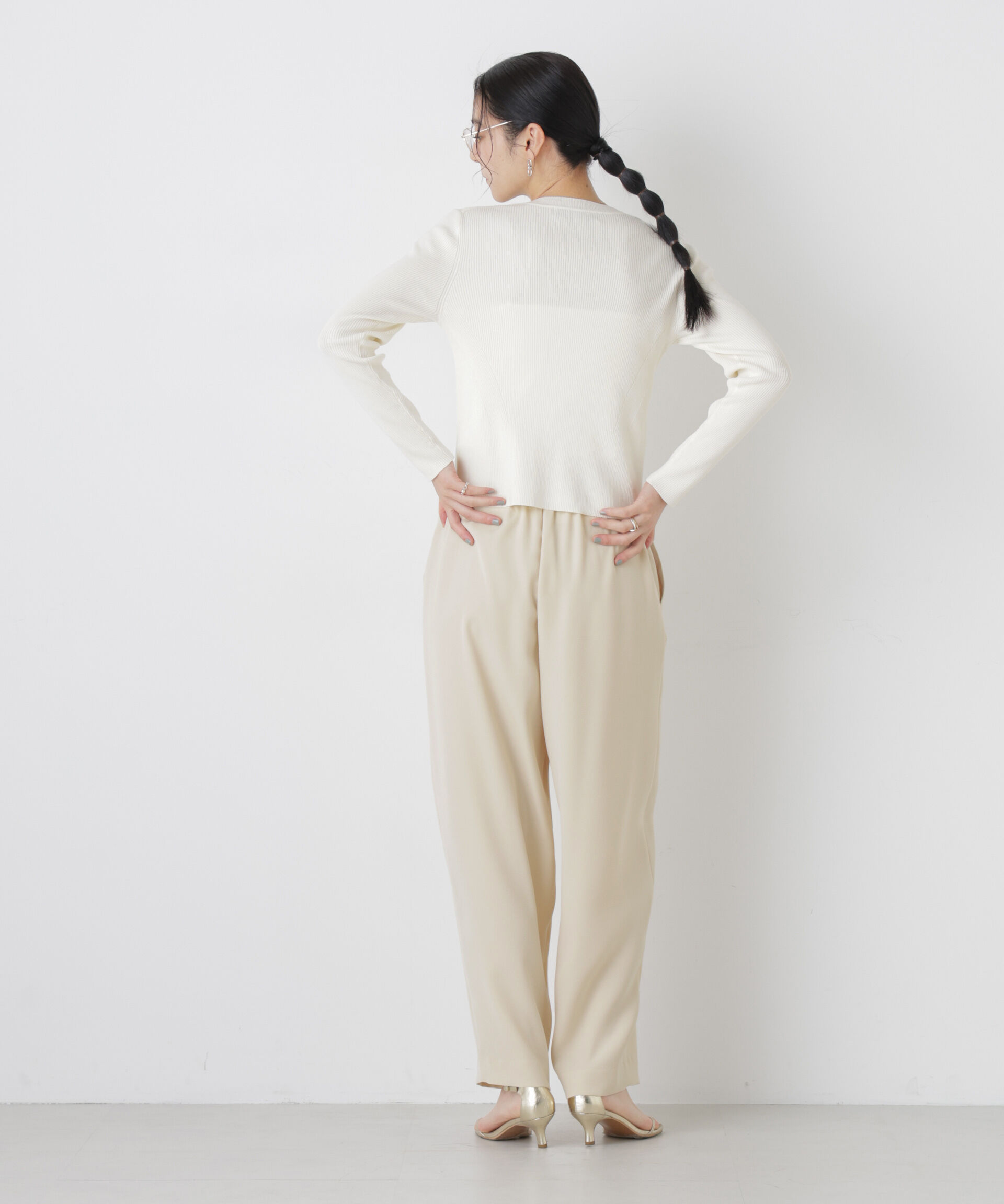 nano･universe「ウォッシャブルハイツイストVネックリブカーディガン」|ニット・セーター|