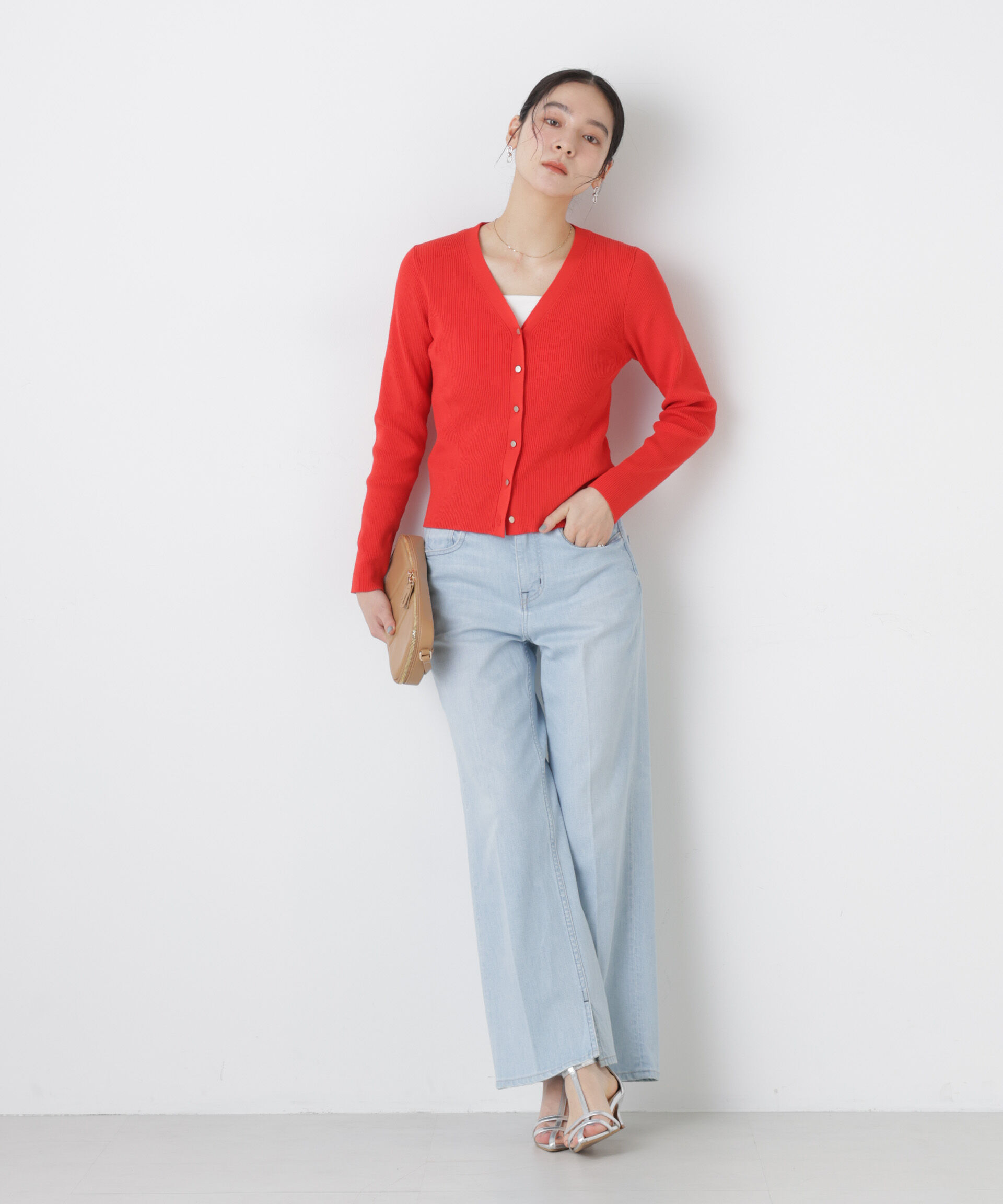 nano･universe「ウォッシャブルハイツイストVネックリブカーディガン」|ニット・セーター|