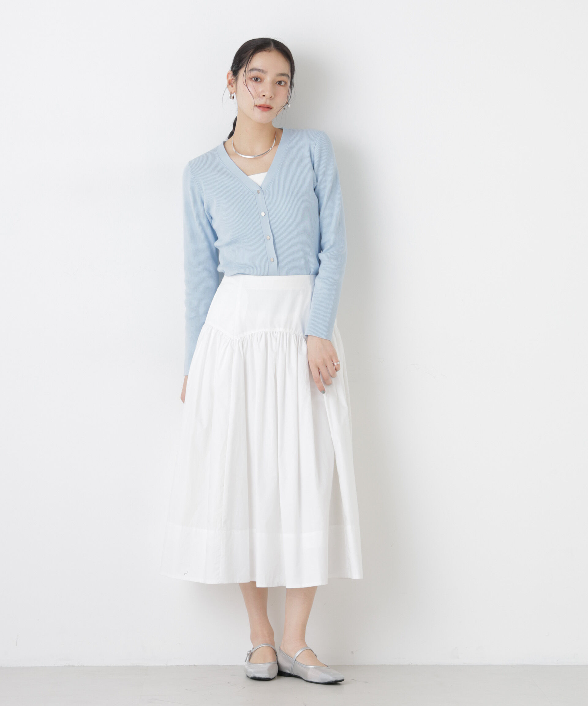 nano･universe「ウォッシャブルハイツイストVネックリブカーディガン」|ニット・セーター|