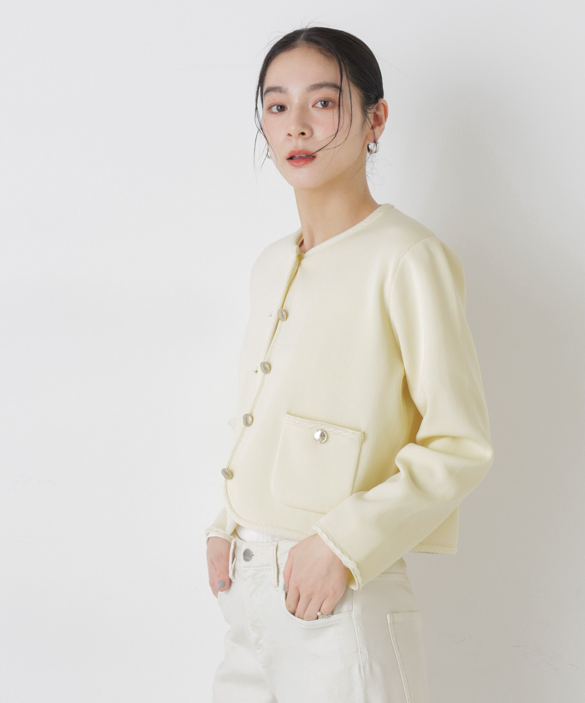 nano･universe「ゴールドボタンニットジャケット」|ニット・セーター|