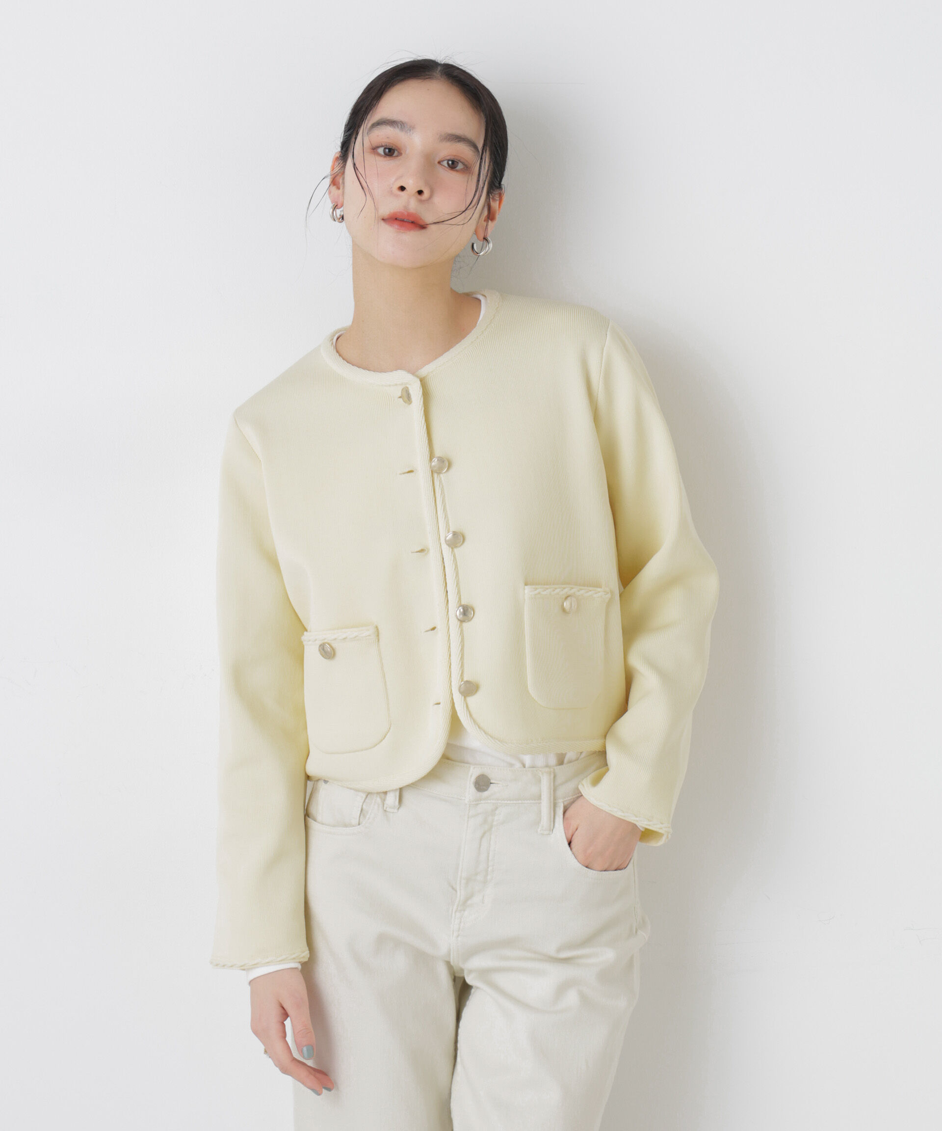 nano･universe「ゴールドボタンニットジャケット」|ニット・セーター|