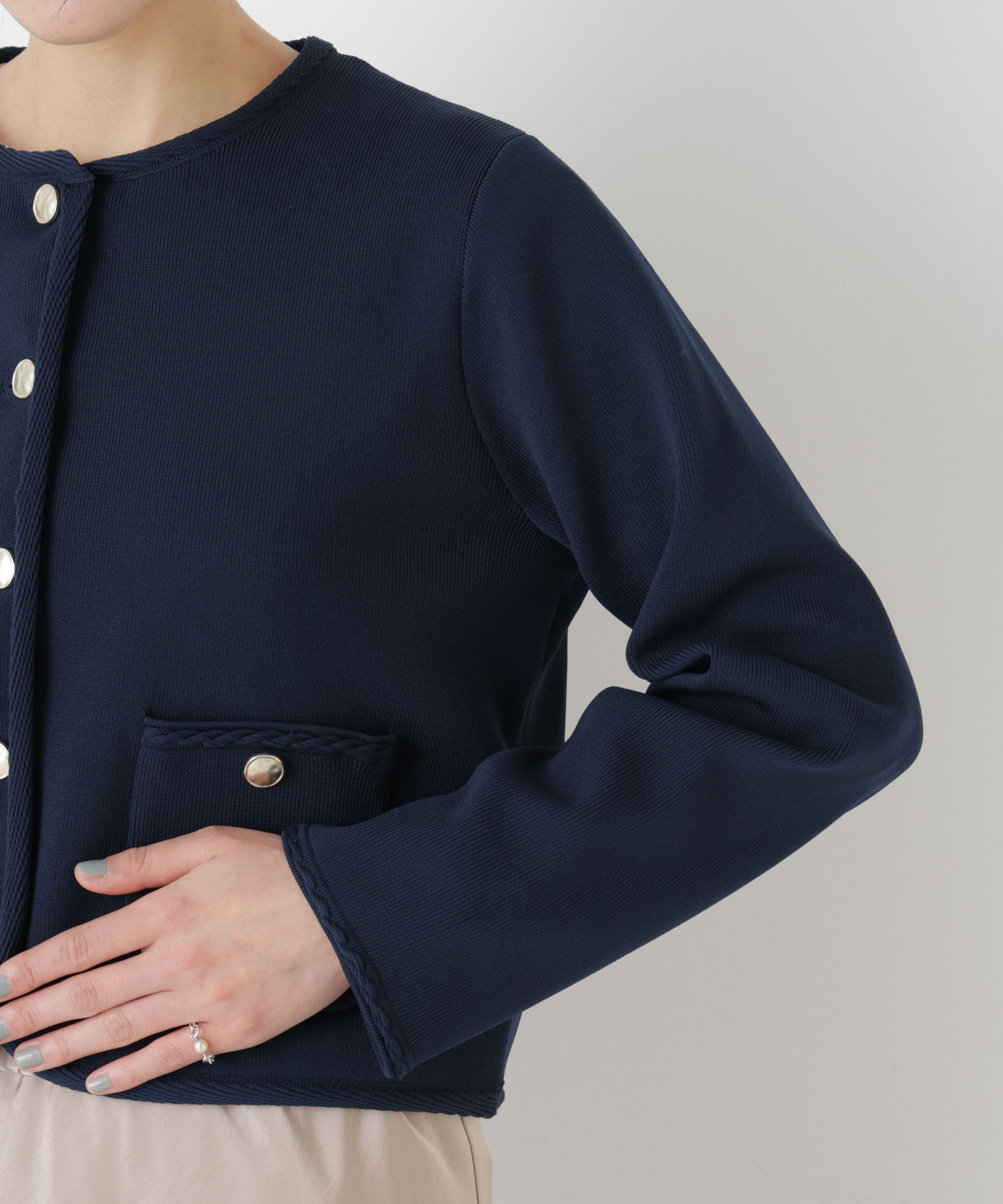 nano･universe「ゴールドボタンニットジャケット」|ニット・セーター|