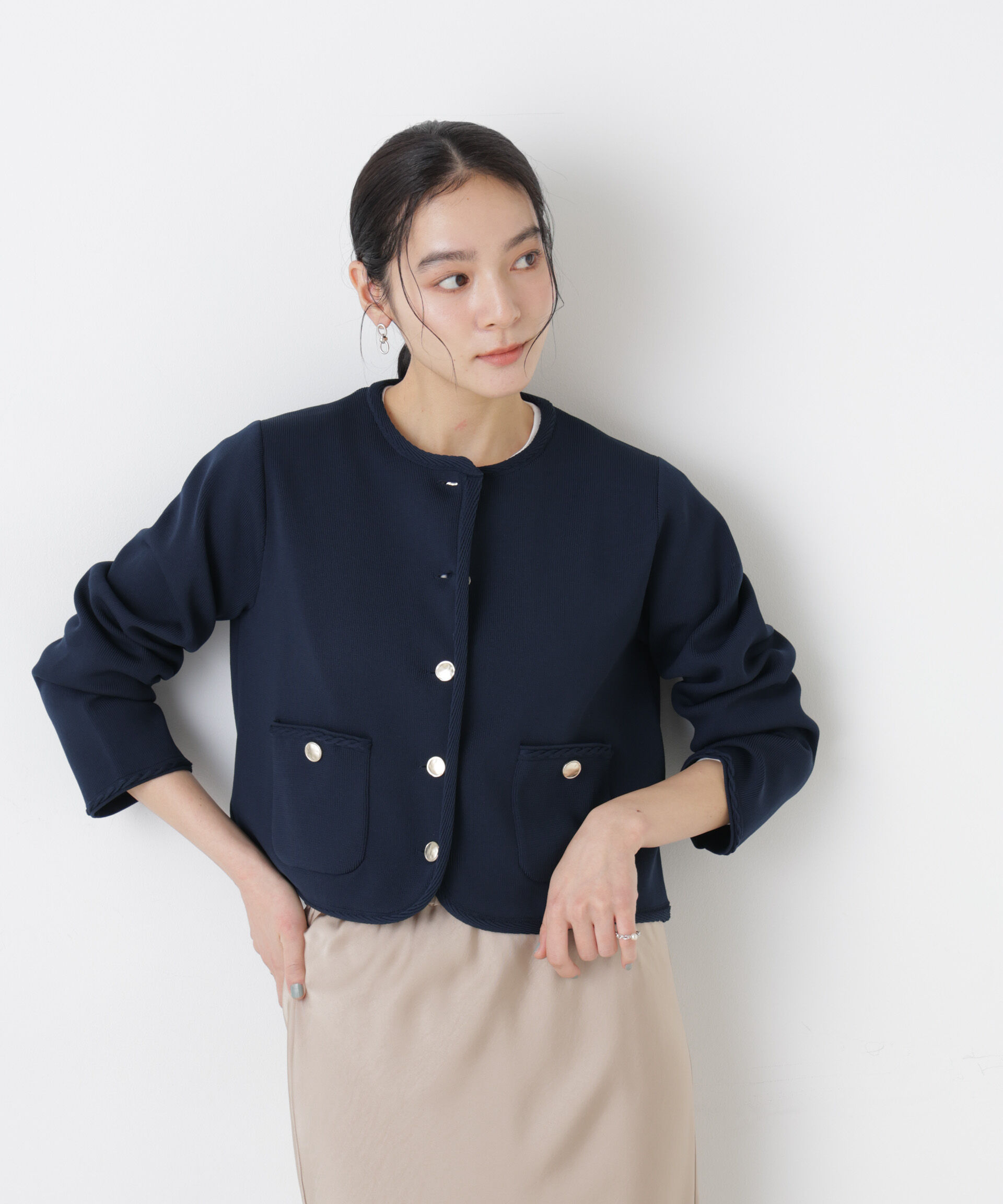 nano･universe「ゴールドボタンニットジャケット」|ニット・セーター|