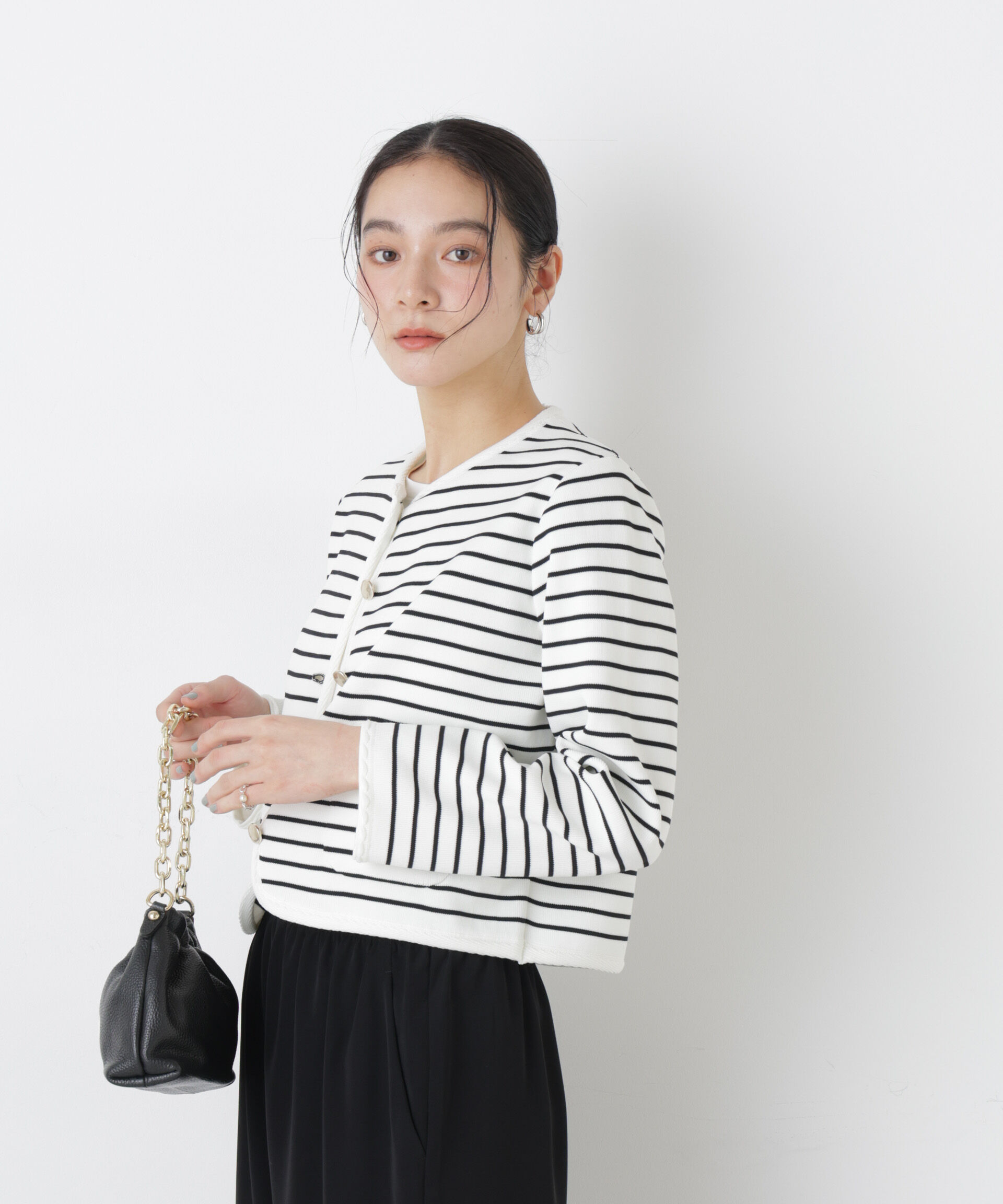 nano･universe「ゴールドボタンニットジャケット」|ニット・セーター|