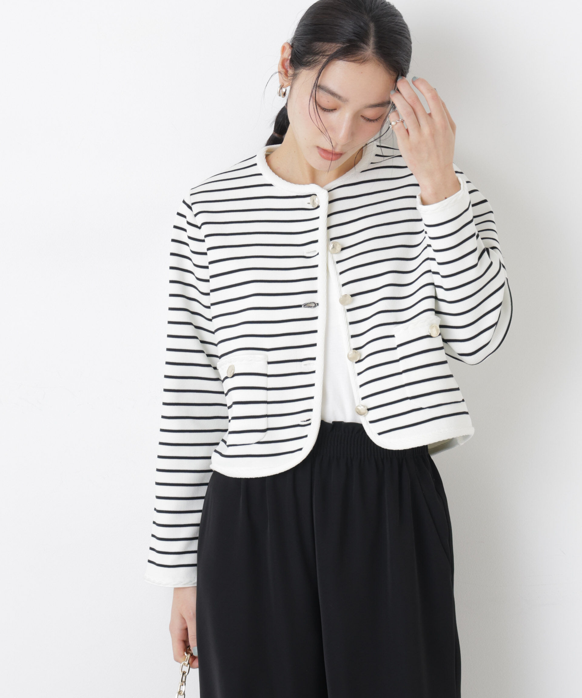 nano･universe「ゴールドボタンニットジャケット」|ニット・セーター|