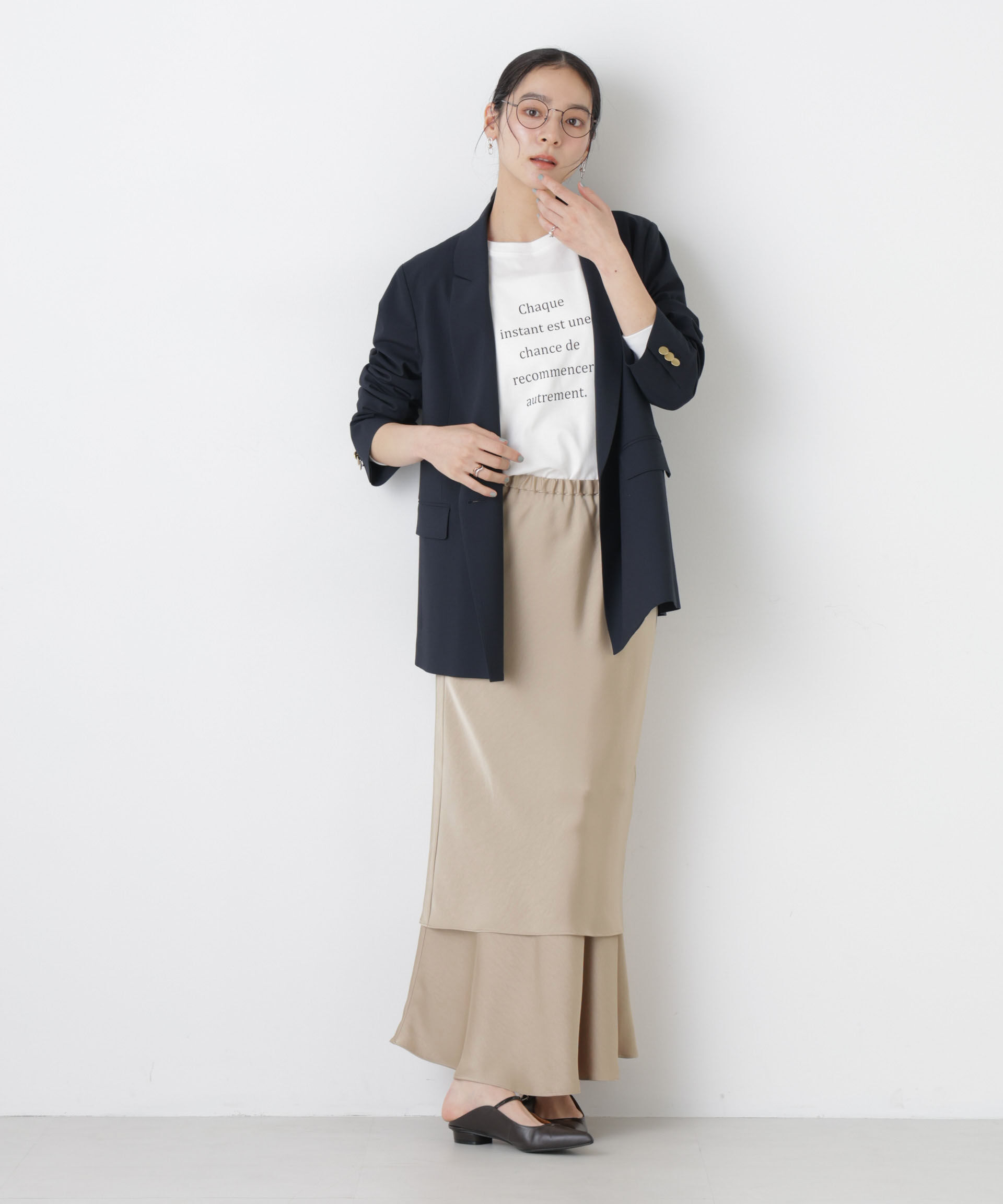 nano･universe「ダブルサテンレイヤードデザインスカート」|スカート|