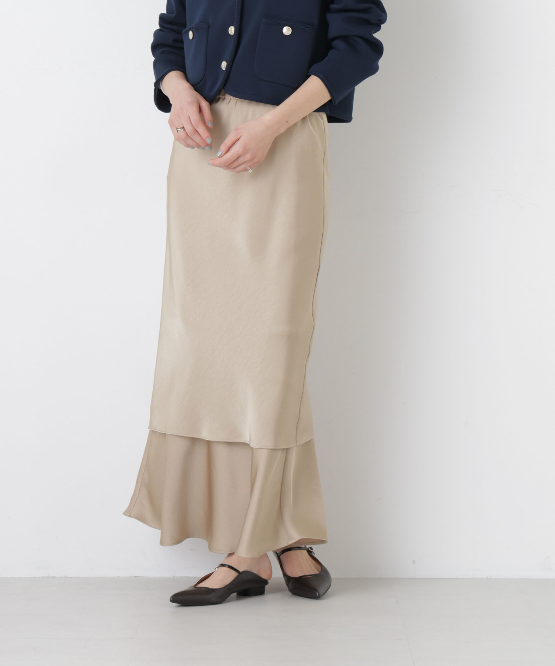 nano･universe「ダブルサテンレイヤードデザインスカート」|スカート|