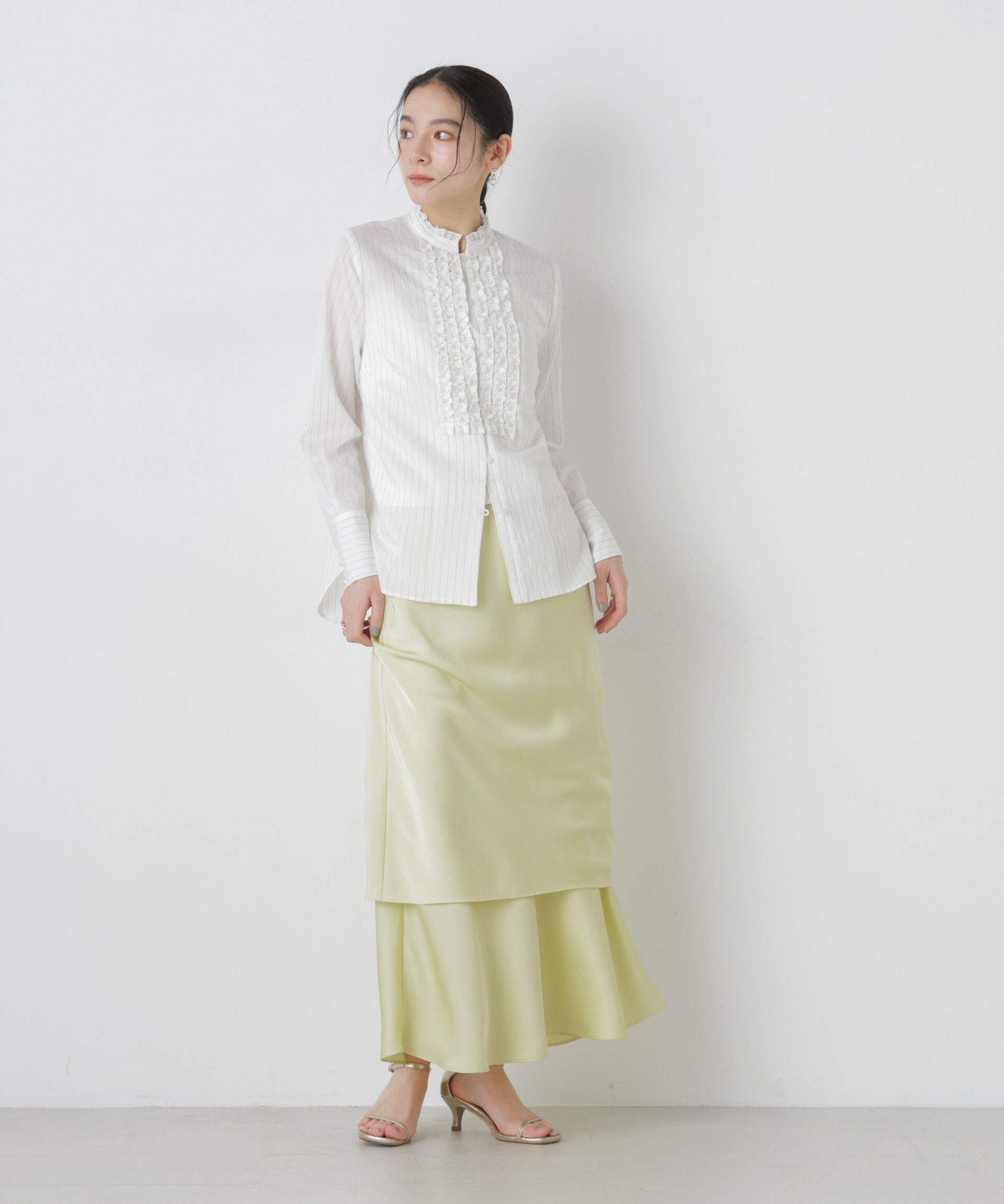 nano･universe「ダブルサテンレイヤードデザインスカート」|スカート|