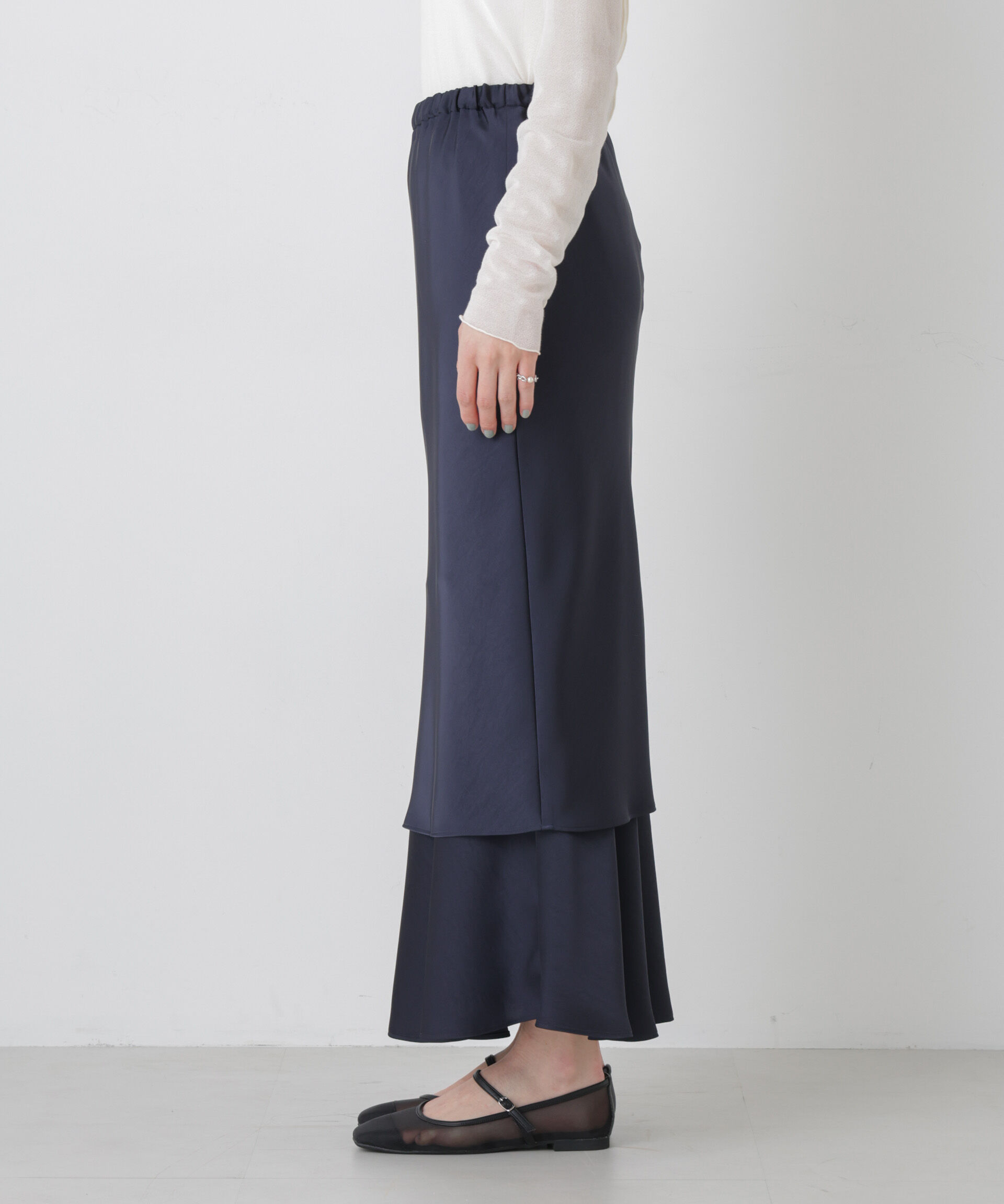 nano･universe「ダブルサテンレイヤードデザインスカート」|スカート|