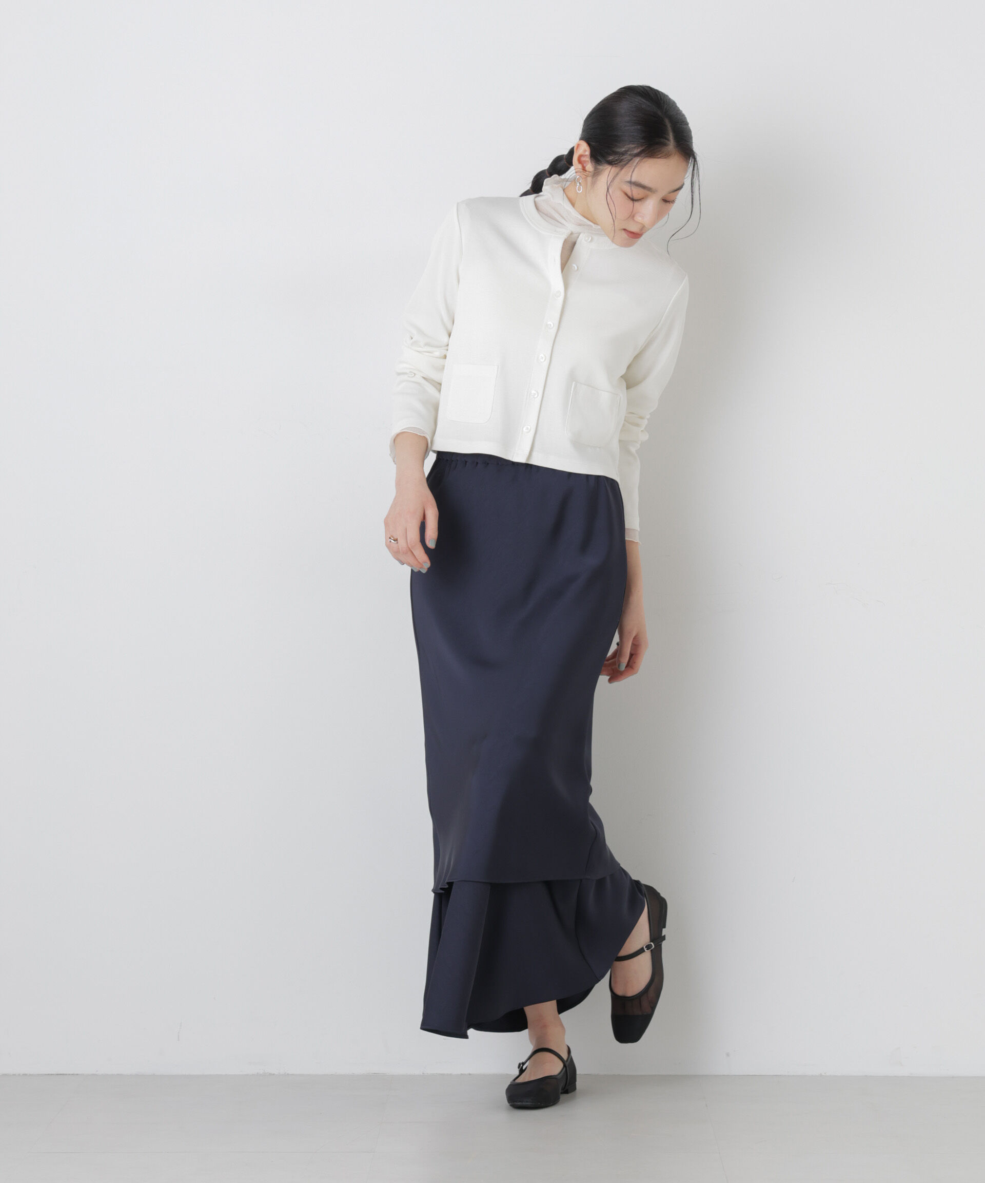 nano･universe「ダブルサテンレイヤードデザインスカート」|スカート|