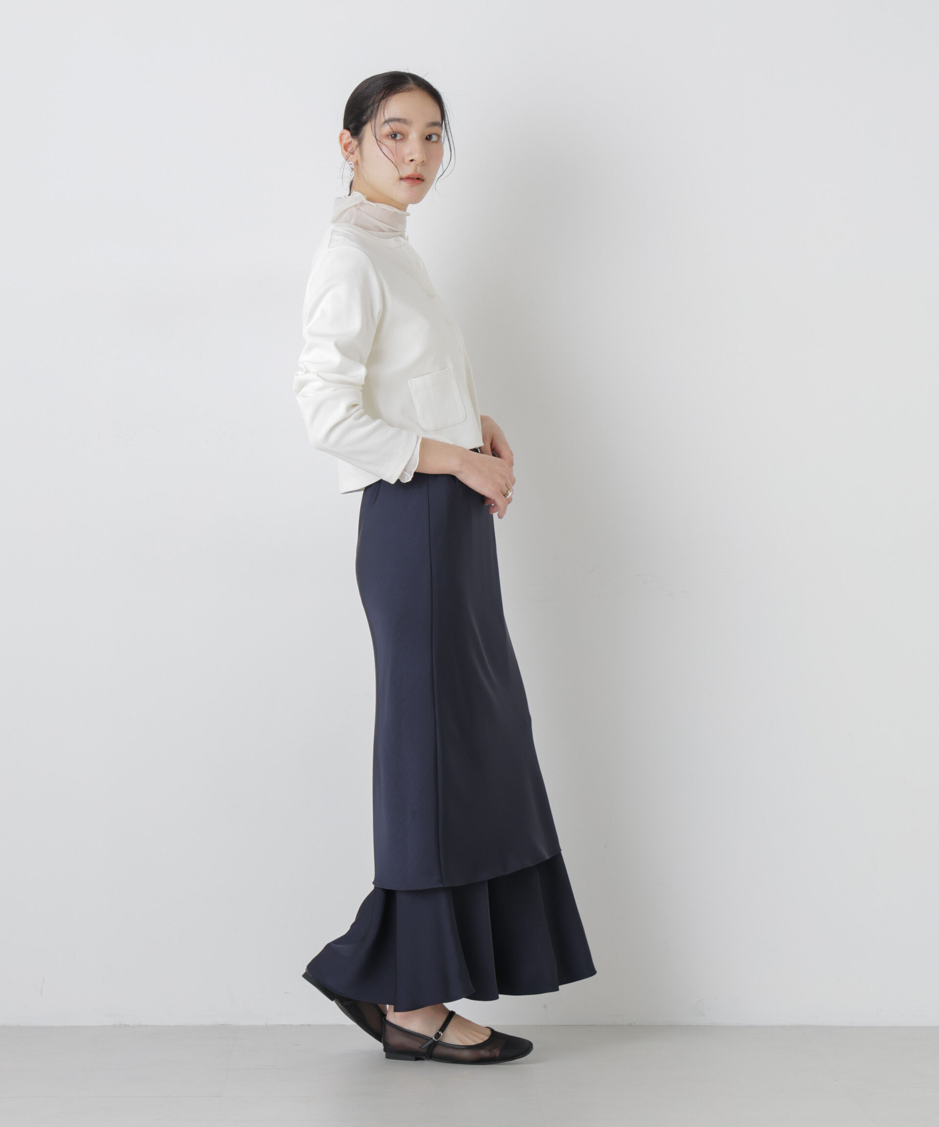 nano･universe「ダブルサテンレイヤードデザインスカート」|スカート|