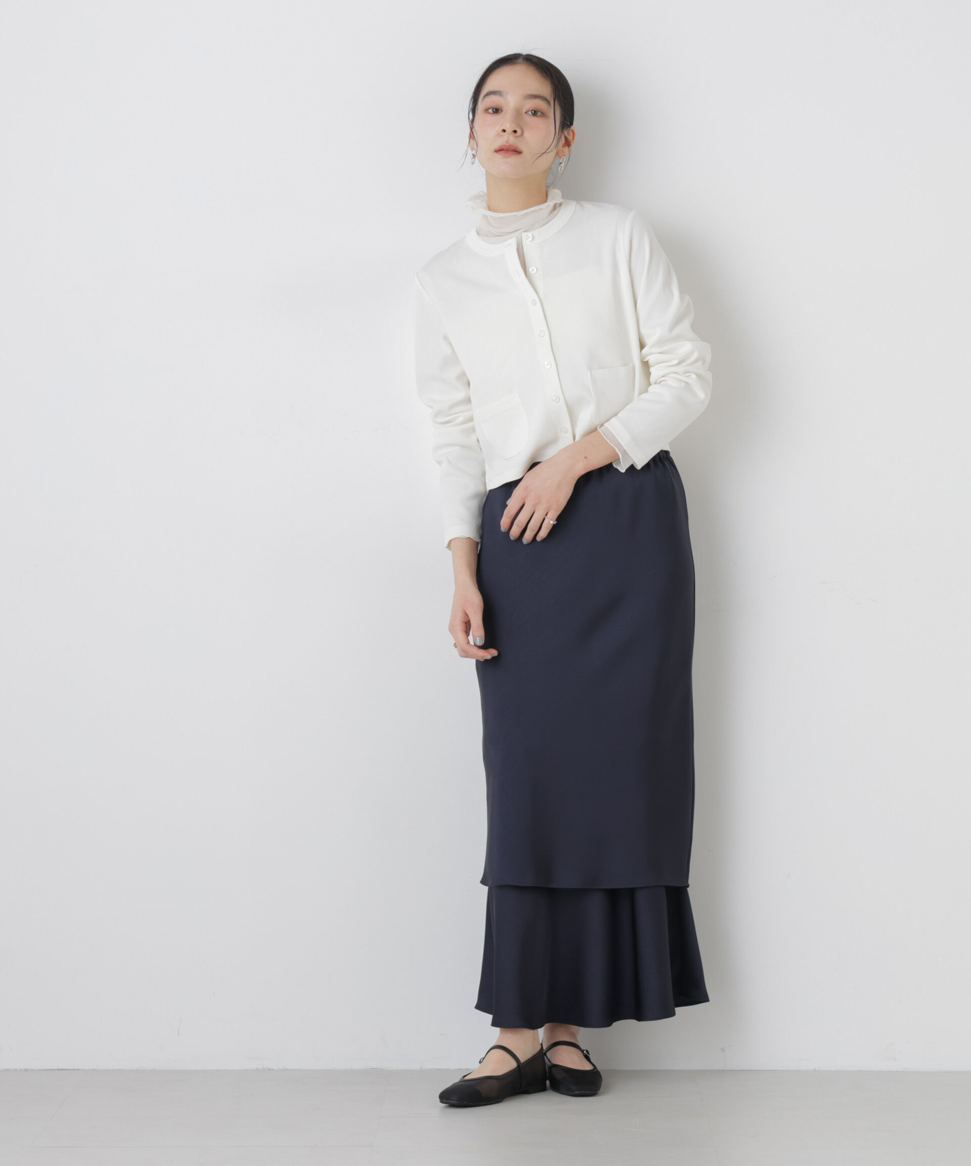 nano･universe「ダブルサテンレイヤードデザインスカート」|スカート|