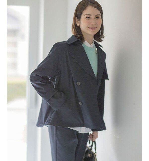 組曲「【WEB限定】コットンライクツイル ショートトレンチコート」|トレンチコート|ネイビー系