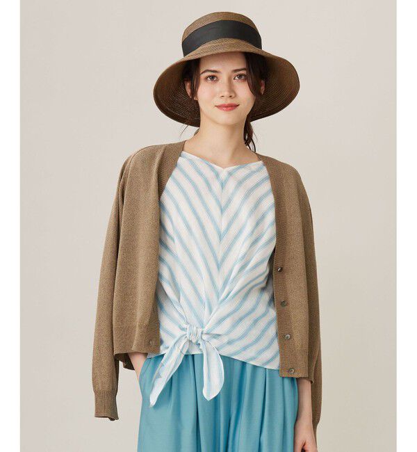 自由区「【洗える】ペーパーブレンドショート カーディガン」|カーディガン|モカ