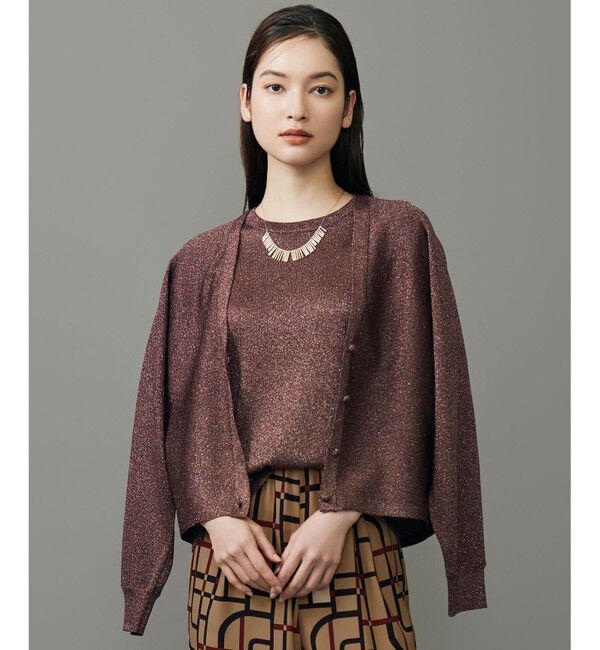 自由区「【カタログ掲載】カラーミックスラメ カーディガン」|カーディガン|ローズ