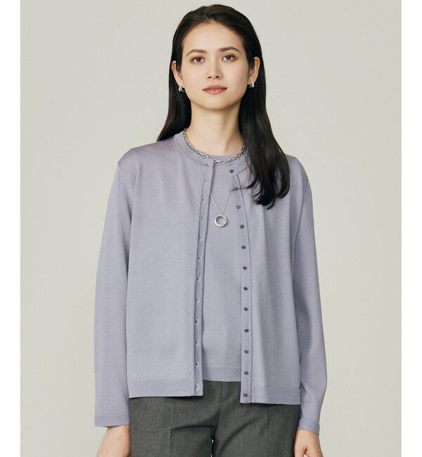 自由区「【アンサンブル対応】アセテートコットン カーディガン」|カーディガン|モーヴ