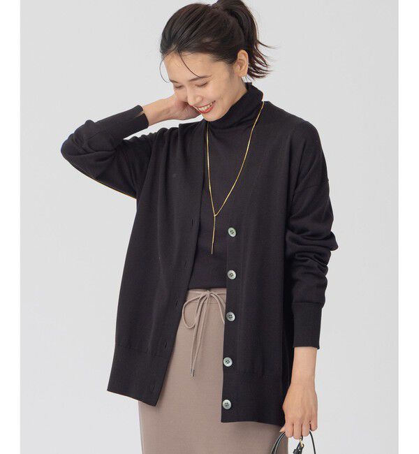 23区「シルクコットン ベーシック カーディガン」|カーディガン|ブラック系