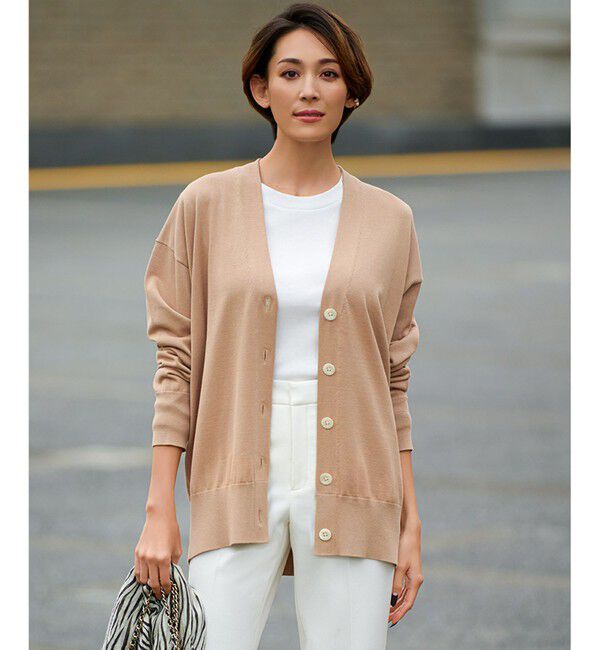 23区「シルクコットン ベーシック カーディガン」|カーディガン|ベージュ系